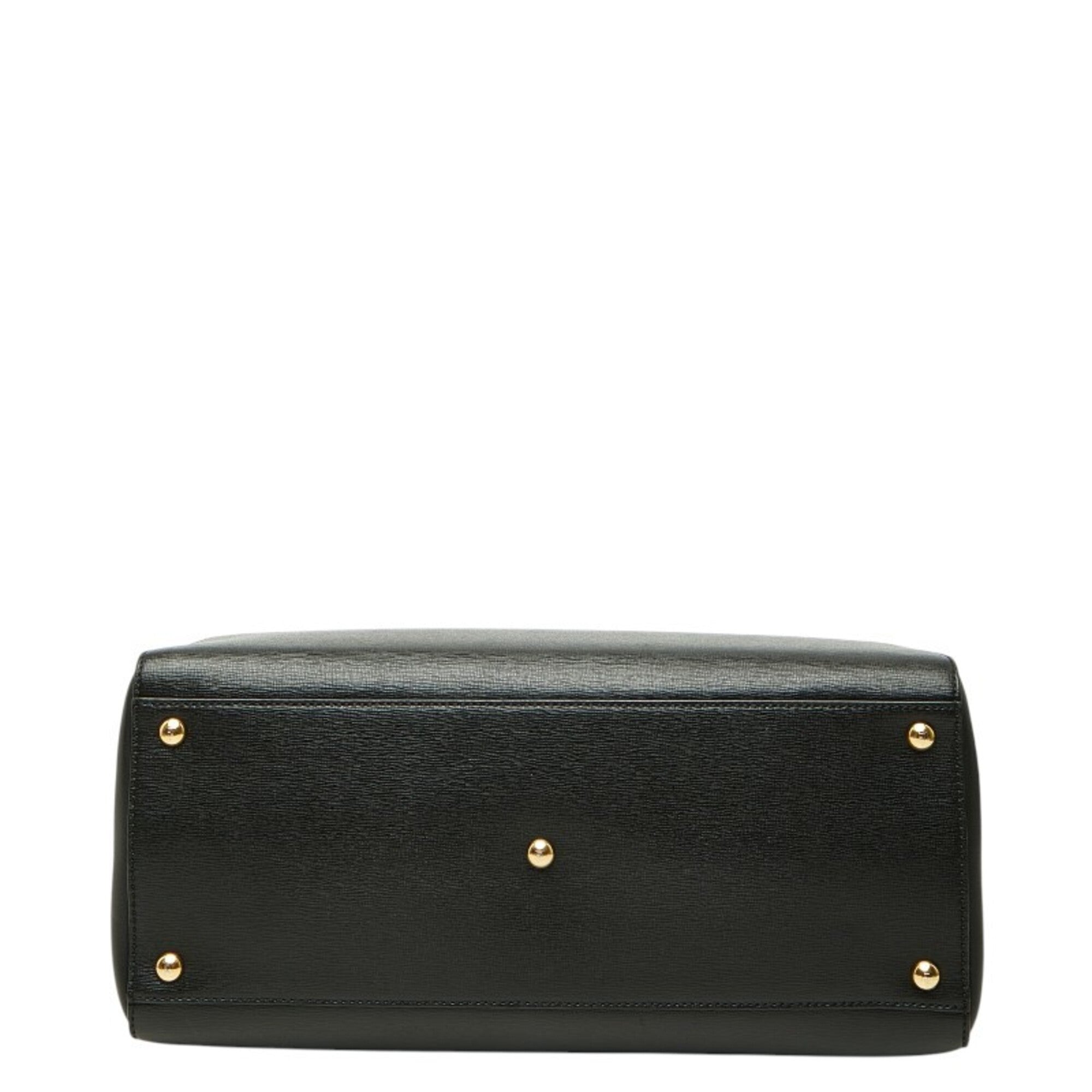 Fendi 2Jours Black Leather Handbag Shoulder Bag (Pre-Owned)