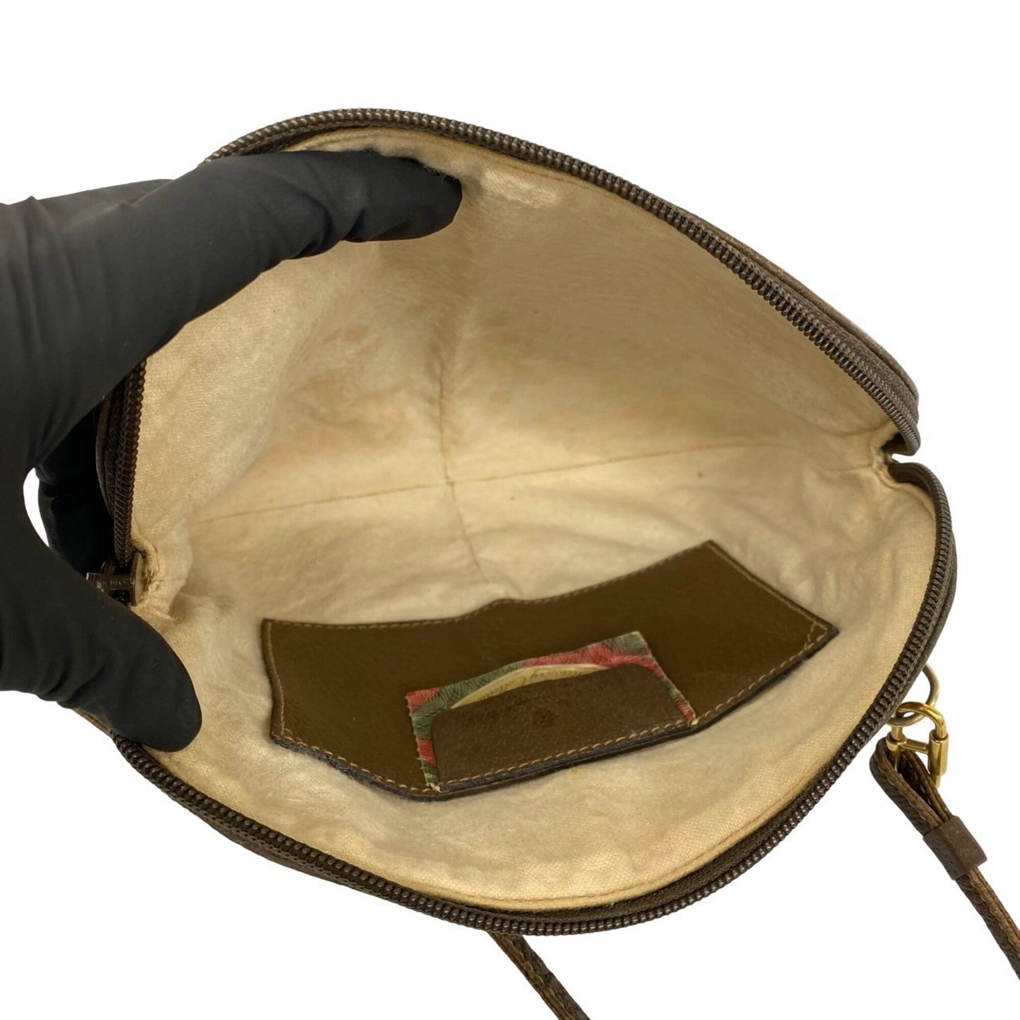 Gucci Brown Green Red Color Leather Pvc Pochette Shoulder Bag (Pre-Owned)
