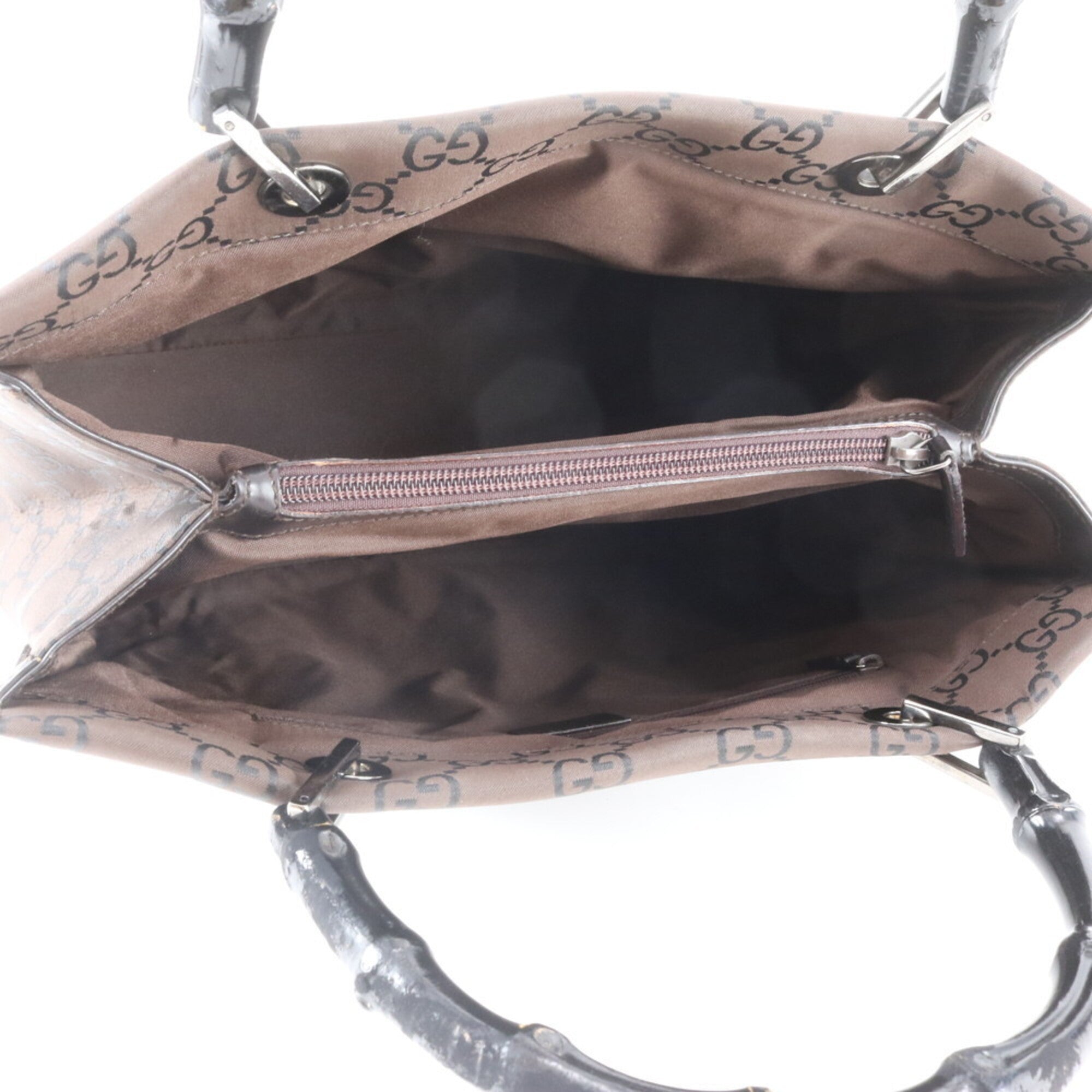 Gucci Bamboo Black Brown Bamboo Handbag Shoulder Bag Tote Bag (Pre-Owned)