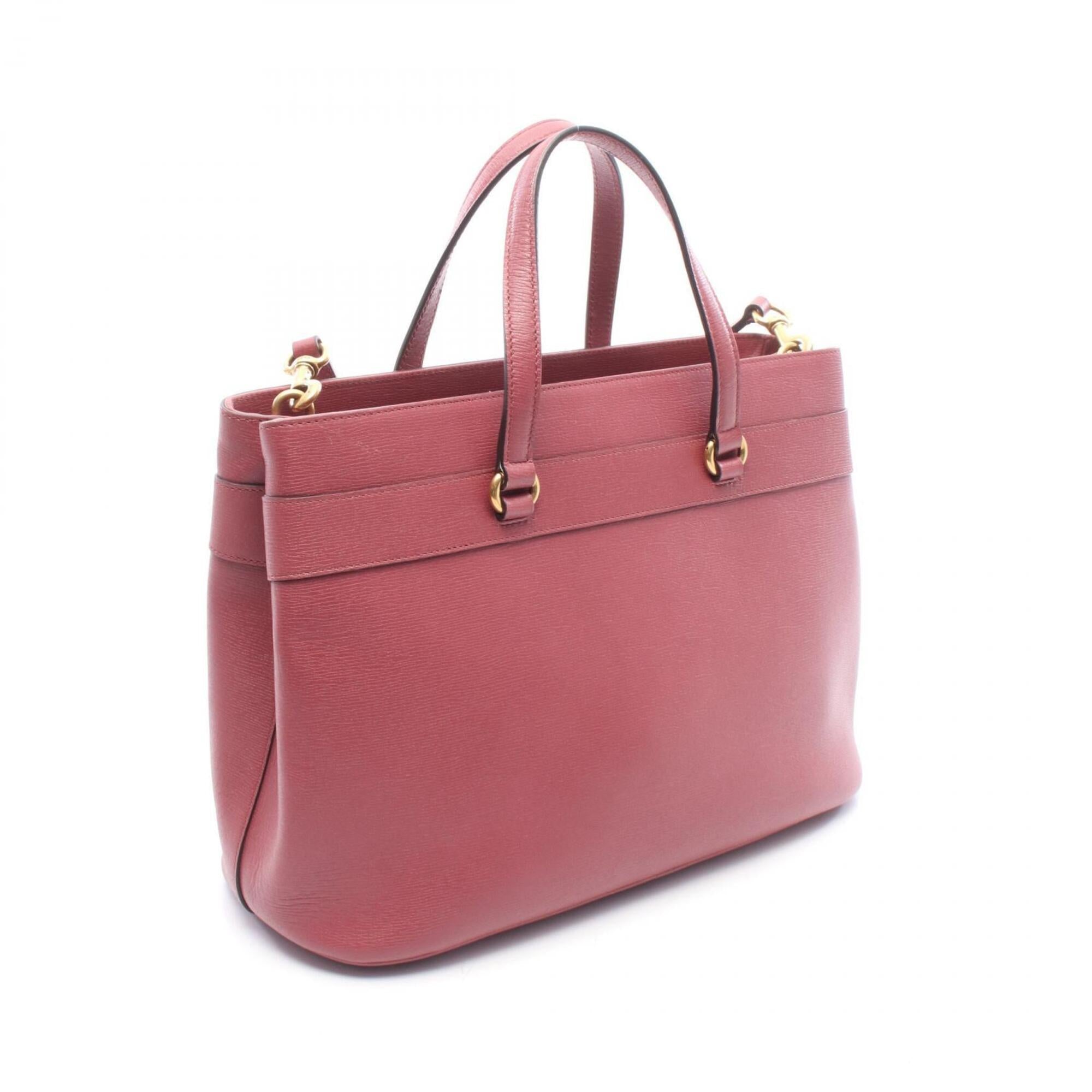 Gucci Pink Leather Handbag Tote Bag (Pre-Owned)