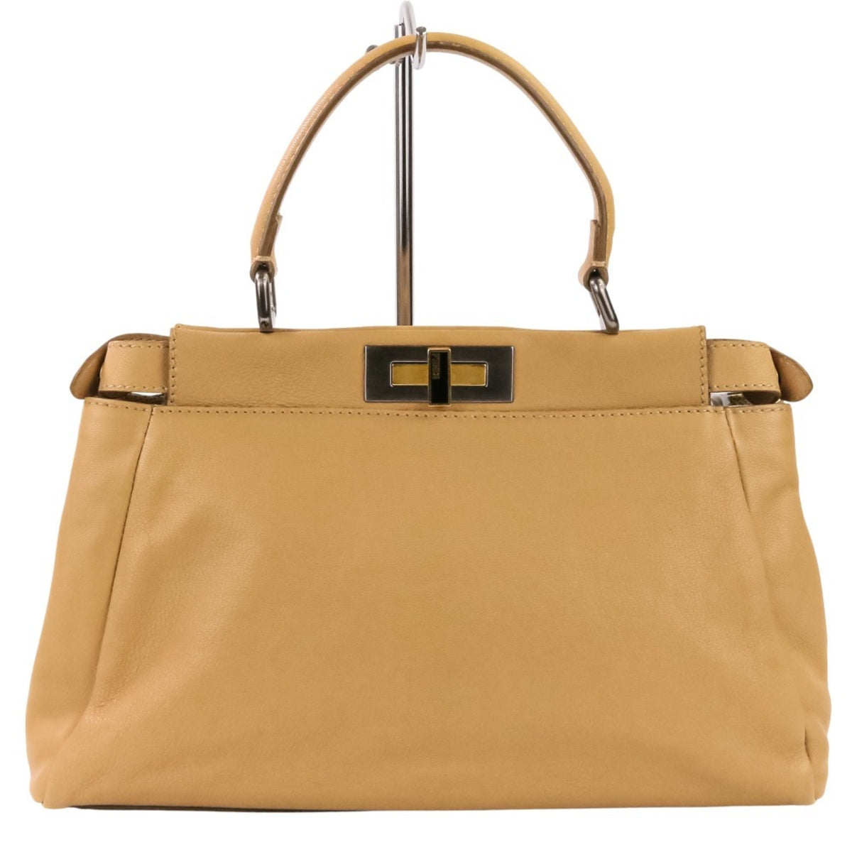 Fendi Peekaboo Beige Brown Handbag Shoulder Bag (Pre-Owned)