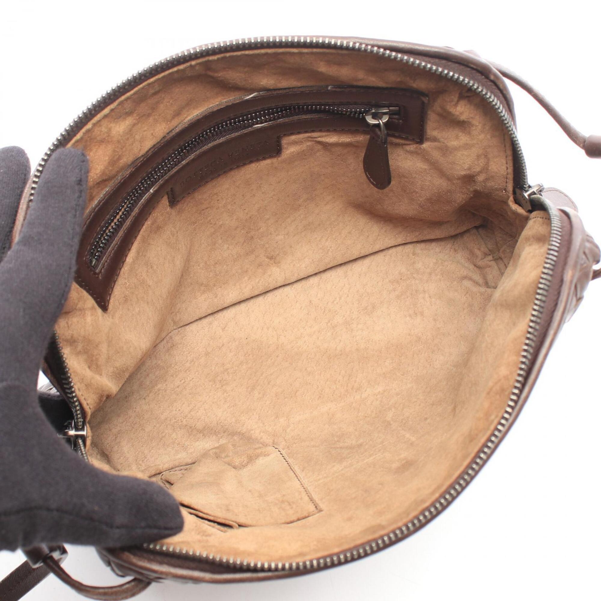 Bottega Veneta Intrecciato Brown Leather Handbag Shoulder Bag (Pre-Owned)