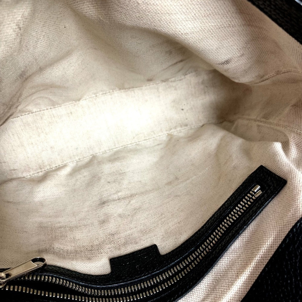 Gucci Black Leather Messenger Bag Shoulder Bag (Pre-Owned)