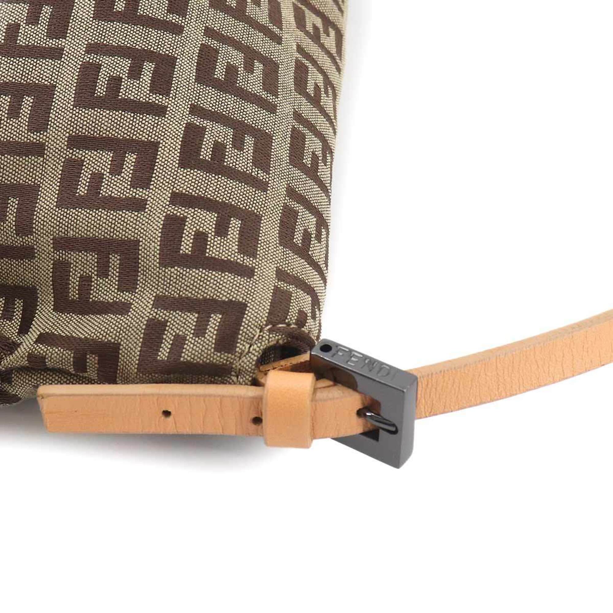 Fendi Beige Brown Canvas Leather Handbag Shoulder Bag (Pre-Owned)