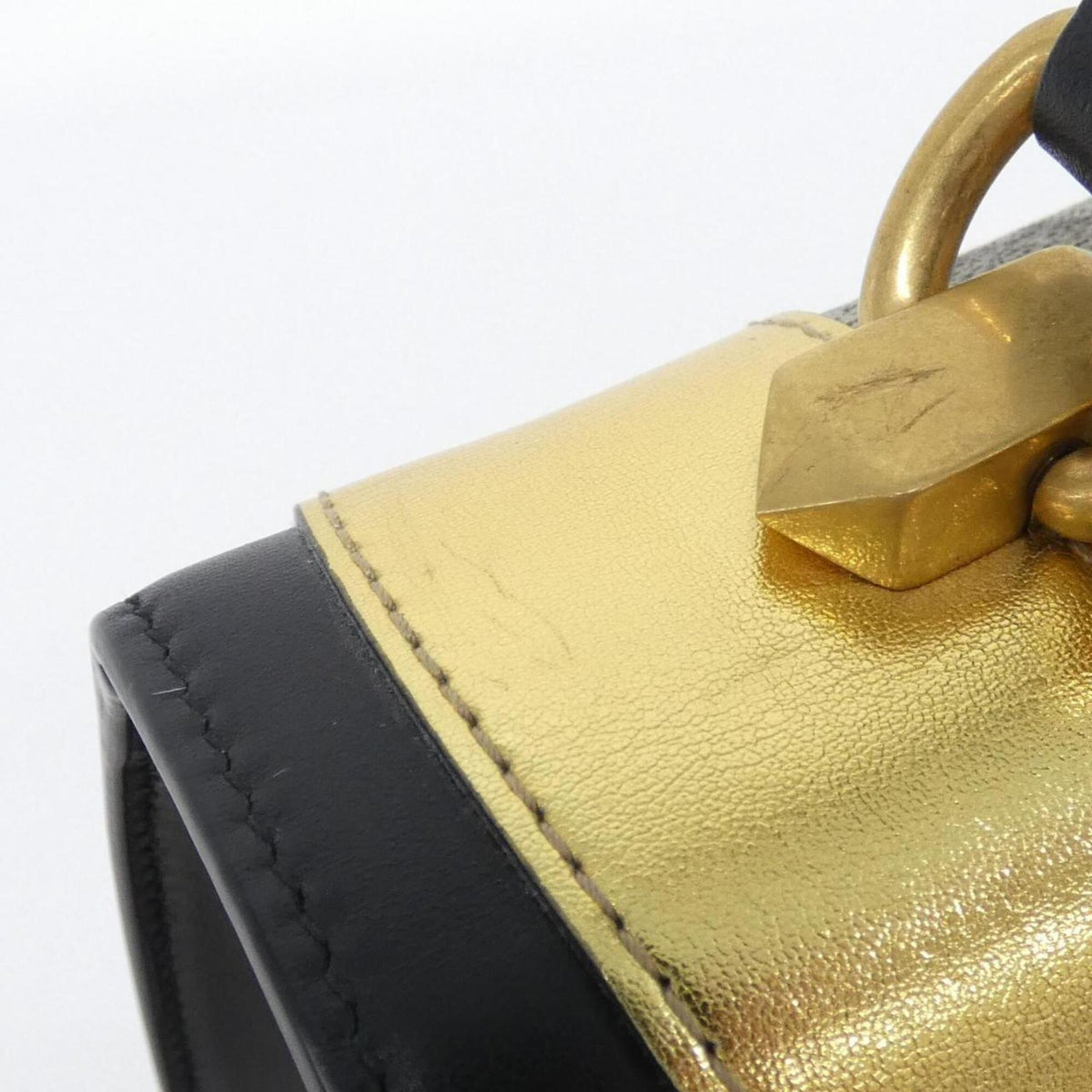 Gucci Beige Black Gg Supreme Canvas Leather Handbag (Pre-Owned)