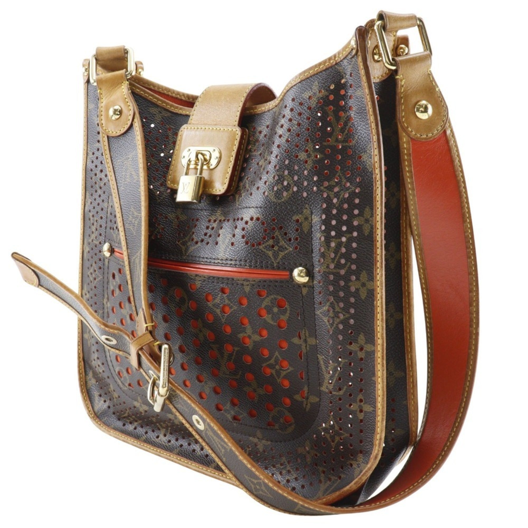 Louis Vuitton Brown Galle Orange Monogram Perforated Shoulder Bag (Pre-Owned)