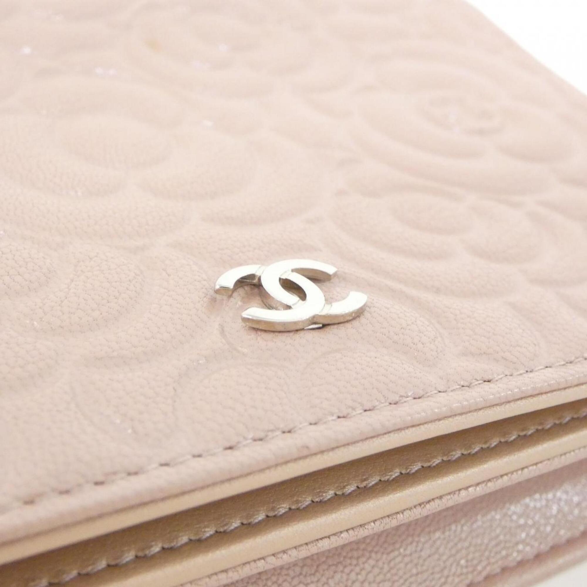 Chanel Pink Leather Satin Chain/Shoulder Wallet (Pre-Owned)
