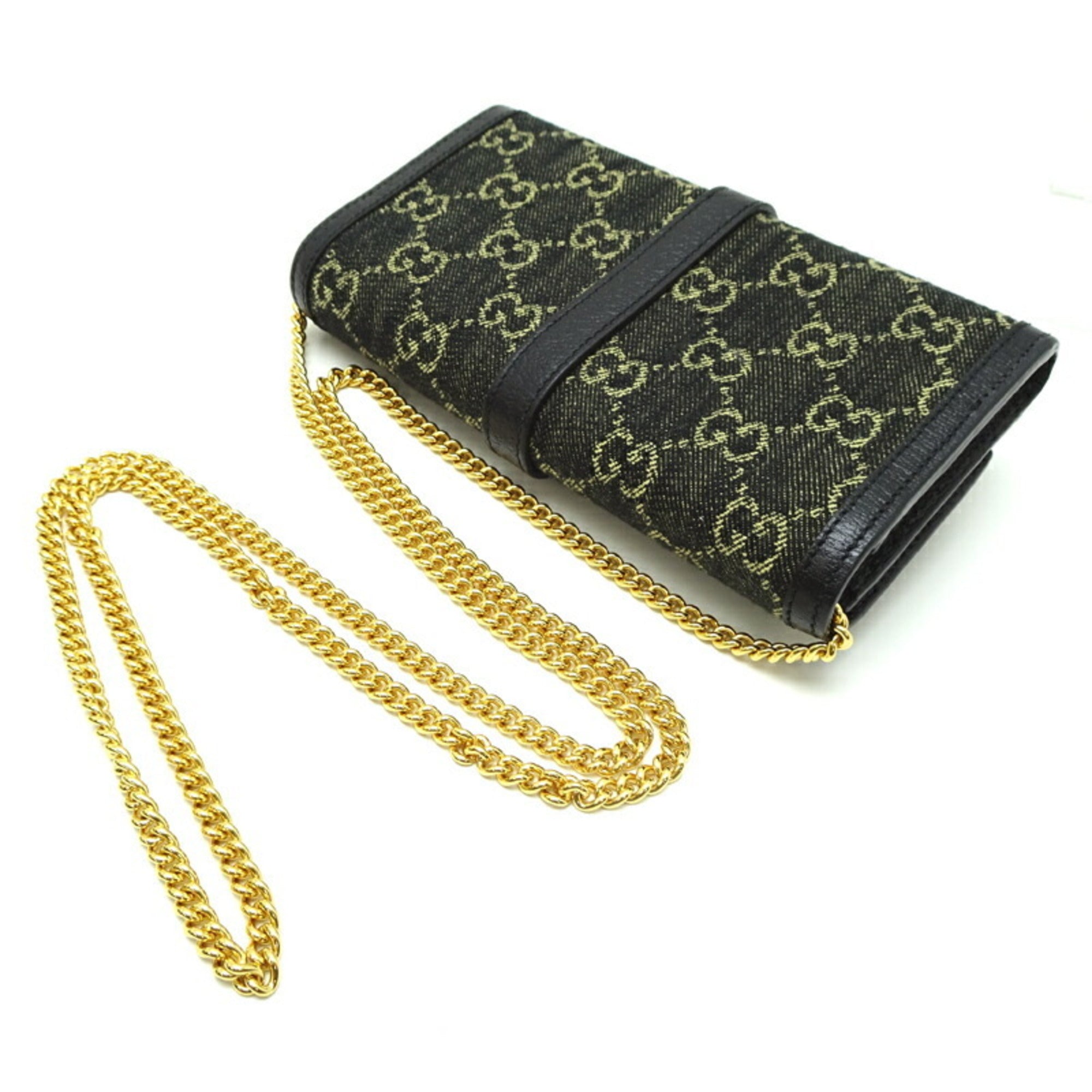Gucci Black Gg Canvas Chain/Shoulder Wallet (Pre-Owned)