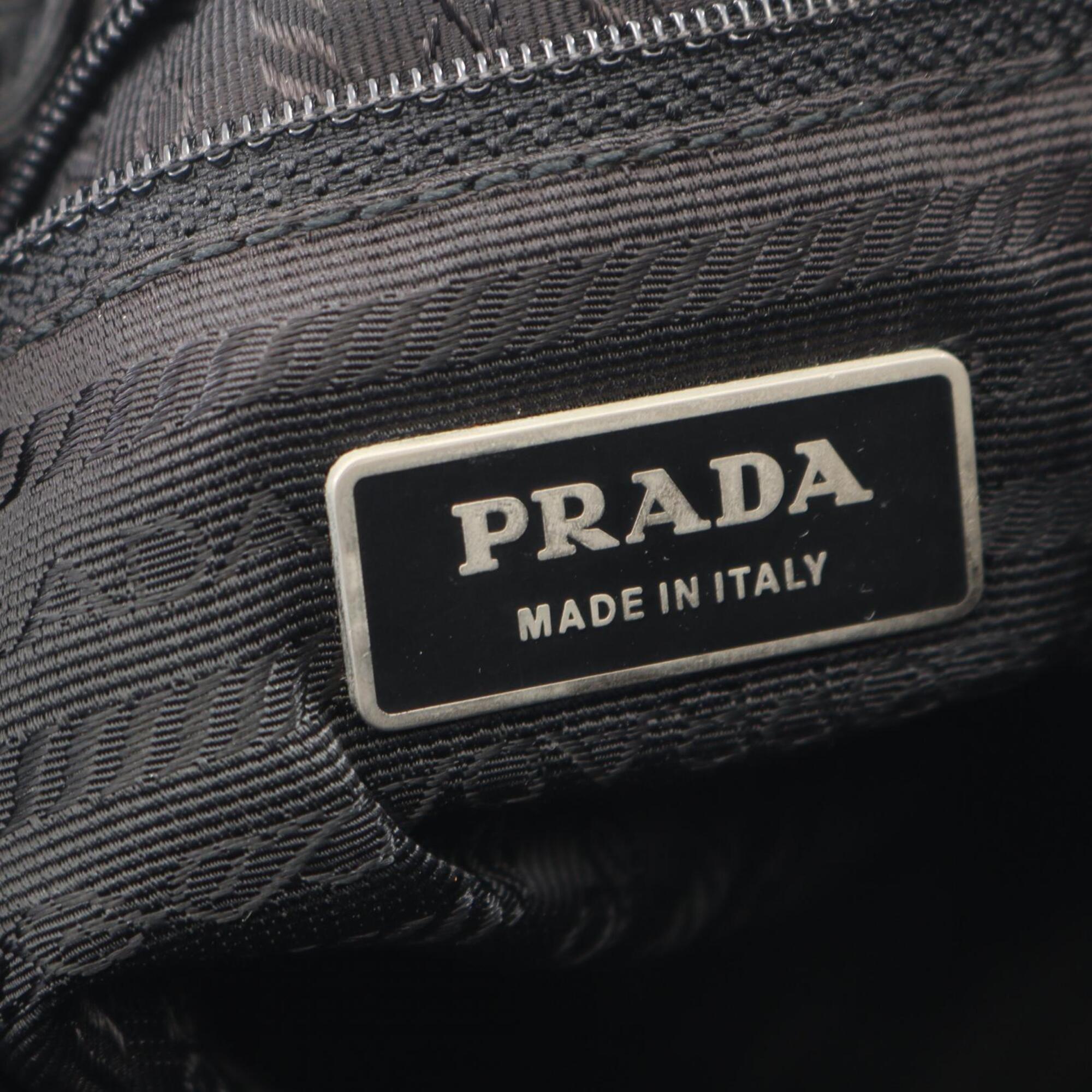 Prada Black Nylon Leather Handbag Shoulder Bag (Pre-Owned)