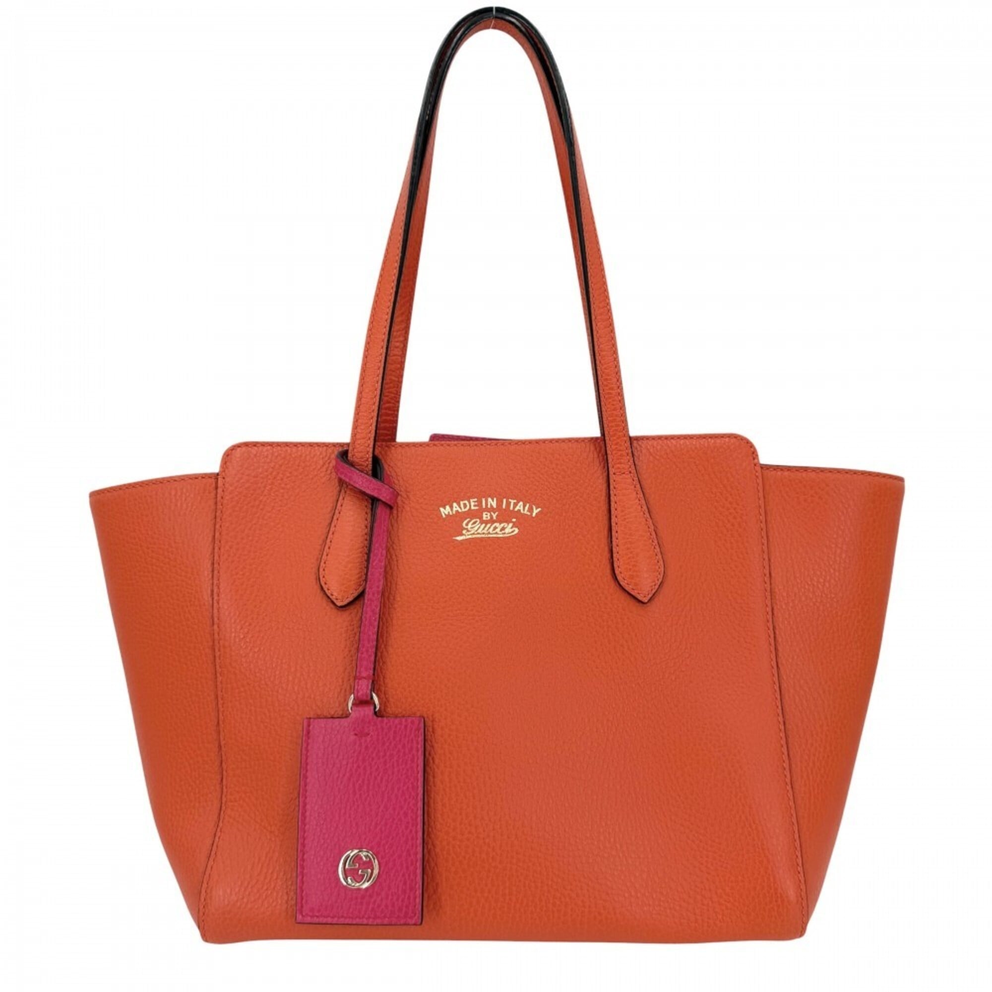 Gucci Orange Pink Leather Handbag Tote Bag (Pre-Owned)