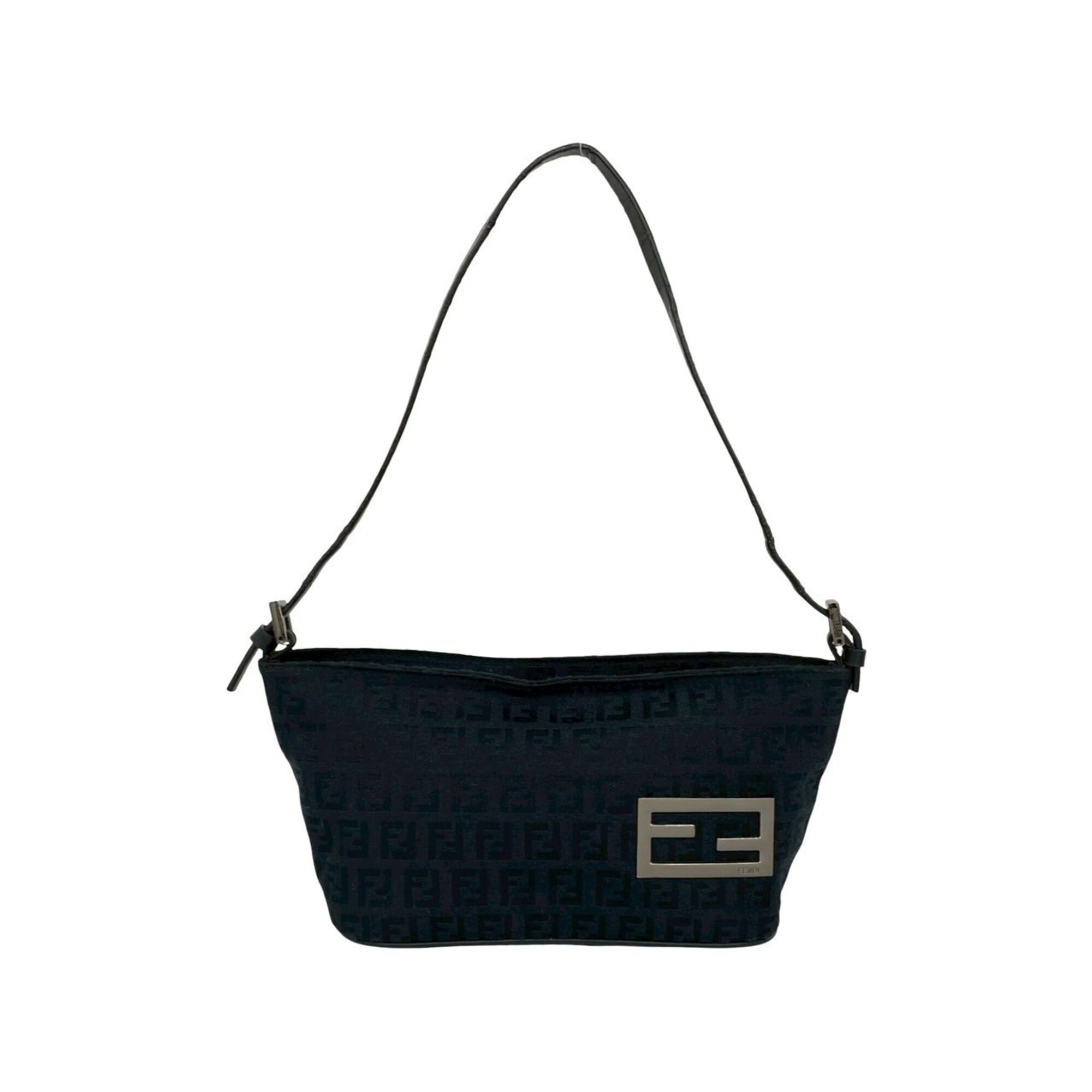 Fendi Black Canvas Leather Handbag Pouch Shoulder Bag (Pre-Owned)
