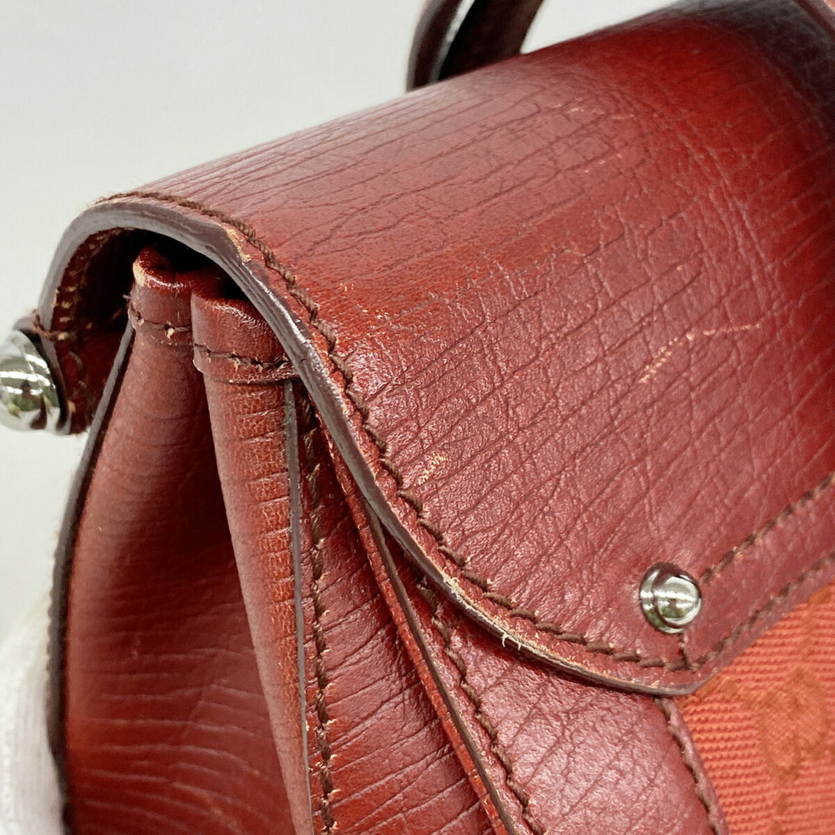 Gucci Red Color Canvas Handbag (Pre-Owned)