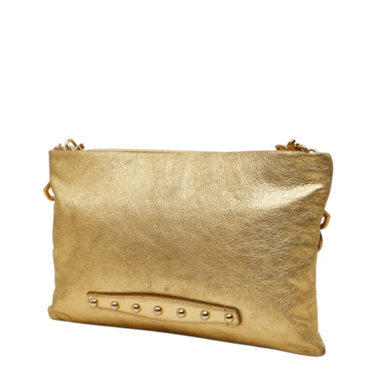 Dolce & Gabbana Gold Metal Leather Clutch Bag Shoulder Bag (Pre-Owned)