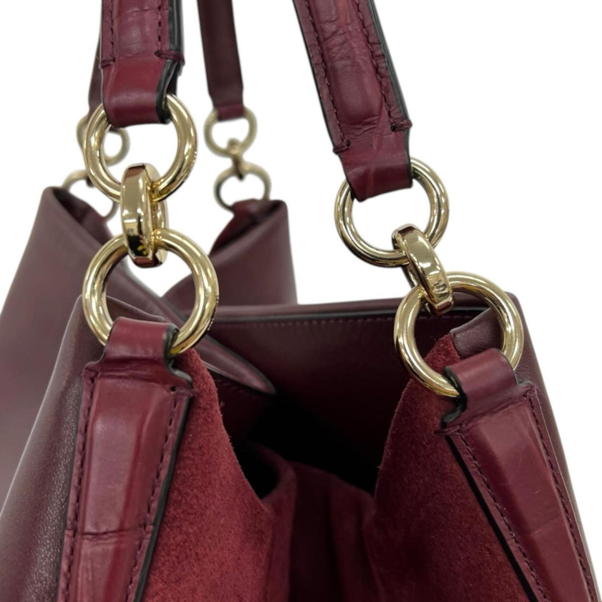 Coach Red Color Leather Suede Shoulder Bag (Pre-Owned)