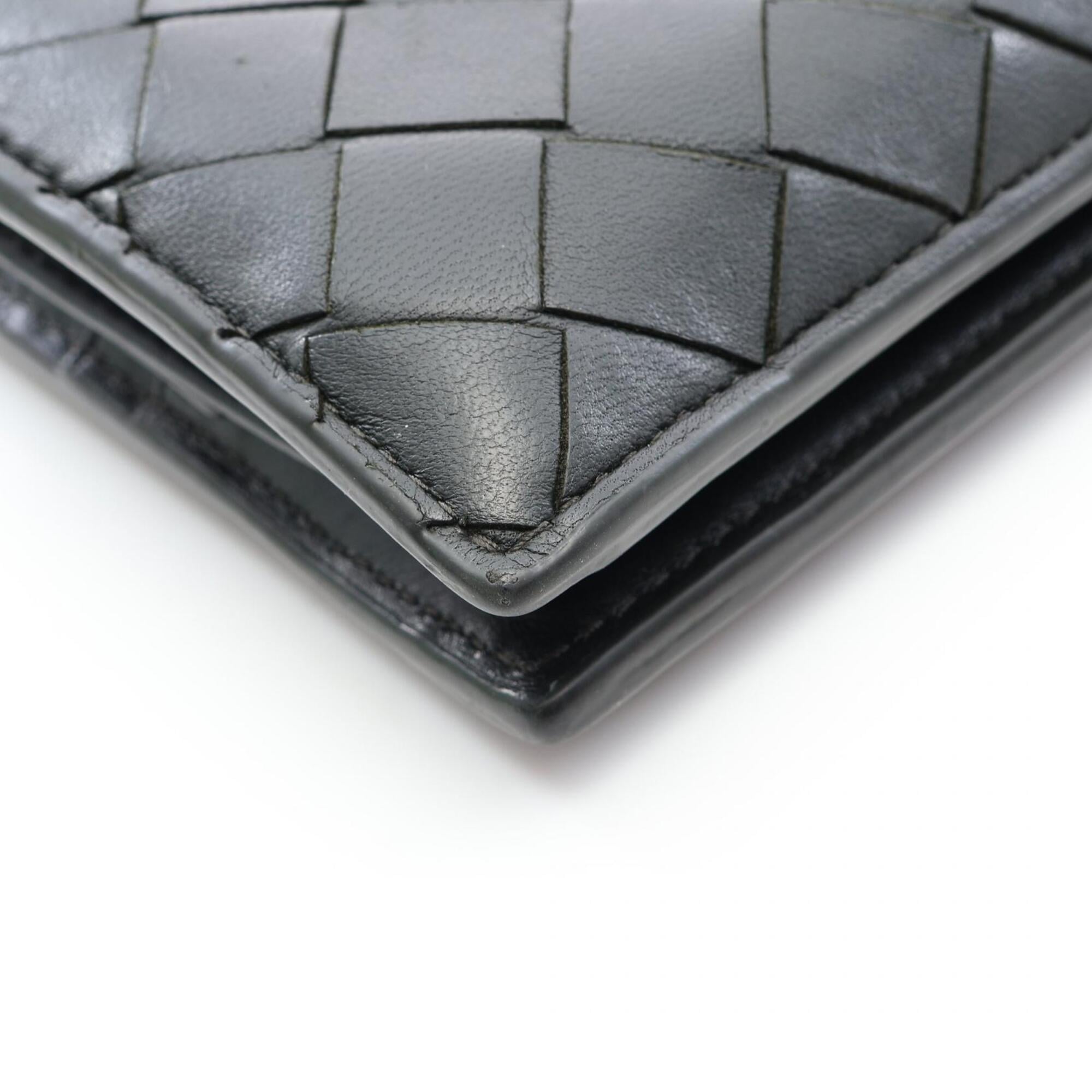 Bottega Veneta Intrecciato Black Leather Wallet (Bi-Fold) (Pre-Owned)