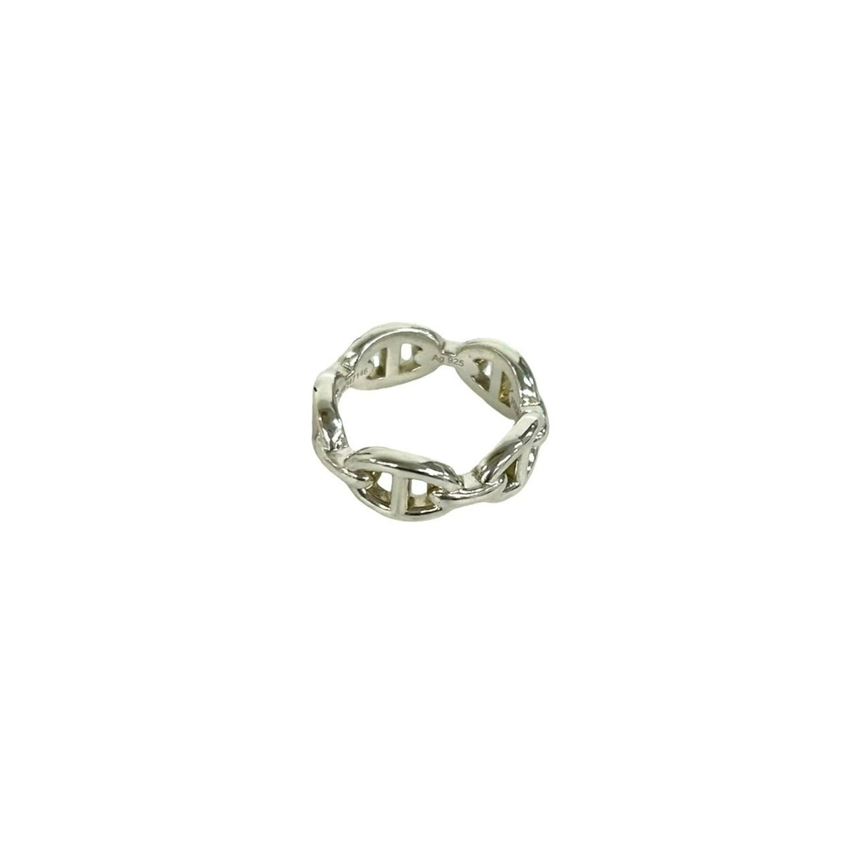 Hermes Silver Silver 925 Band Ring (Pre-Owned)