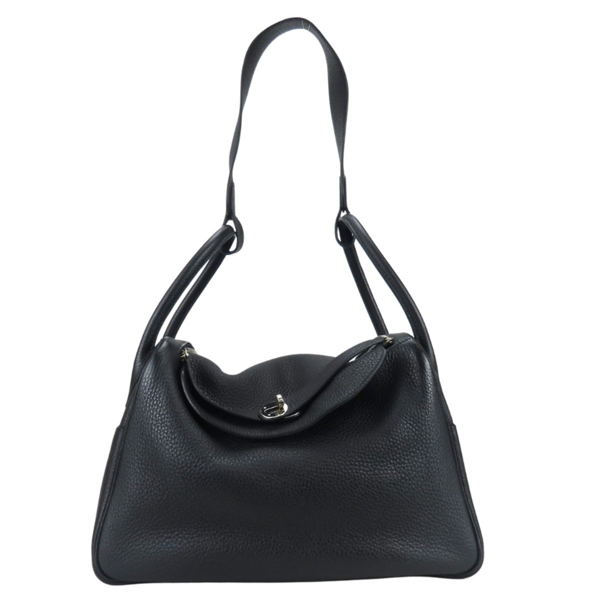 Hermes Lindy Black Taurillon Clemence Leather Handbag (Pre-Owned)