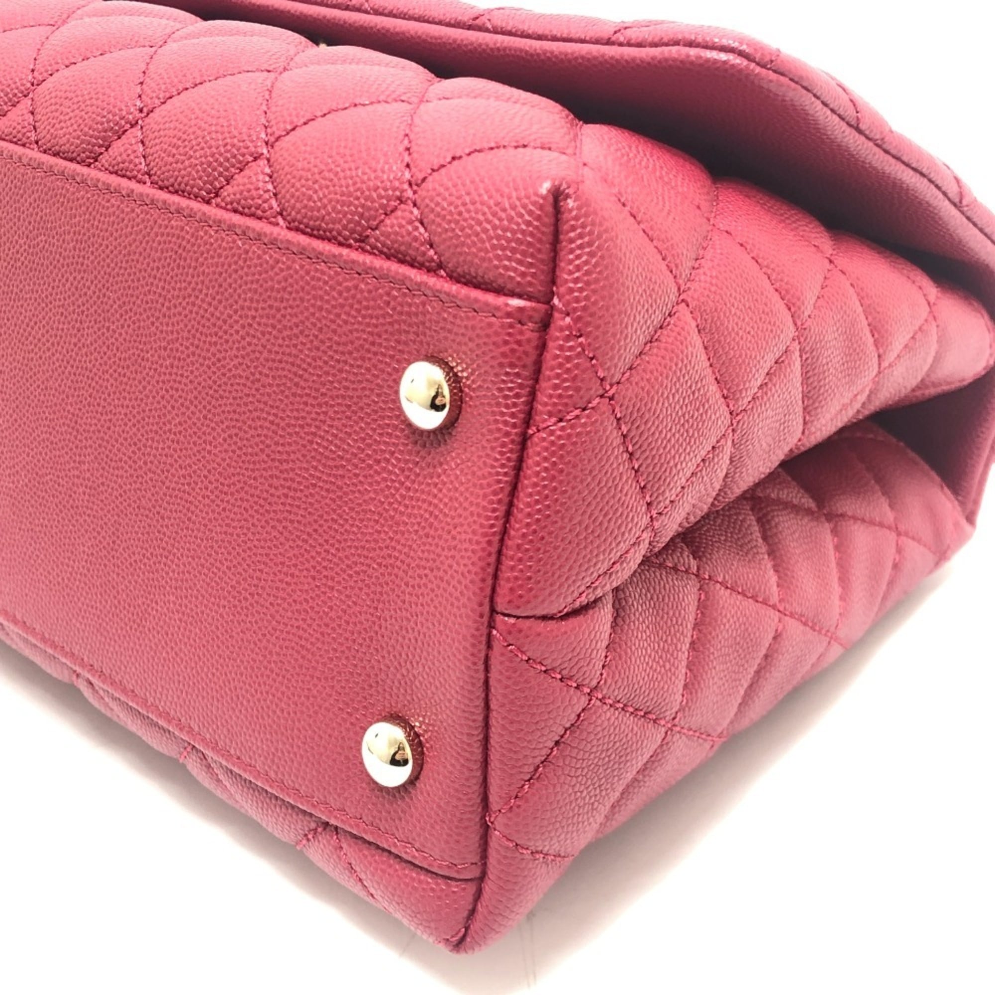 Chanel Matelasse Red Color Grained Calfskin Handbag Shoulder Bag (Pre-Owned)