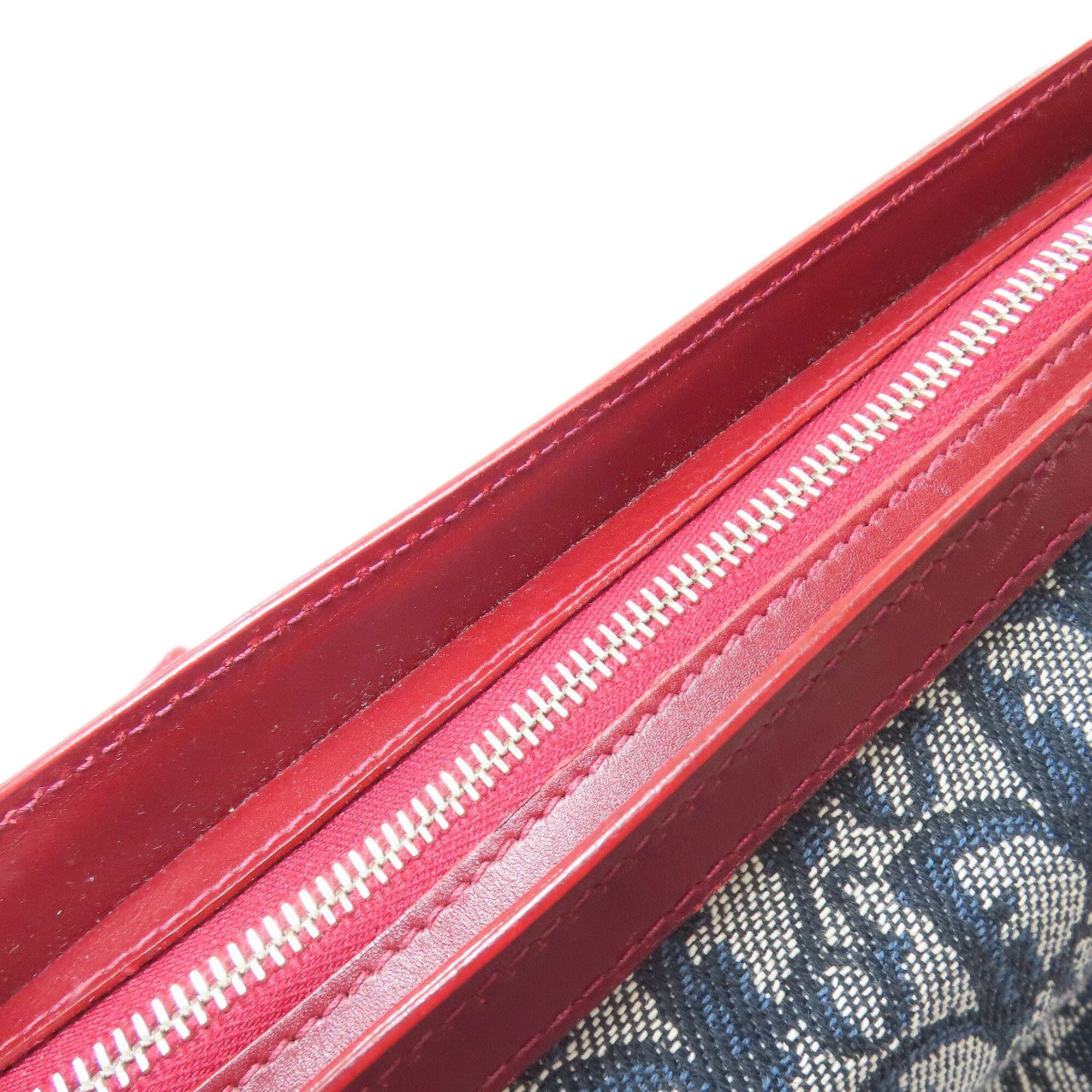 Christian Dior Navy Red Color Canvas Tote Bag (Pre-Owned)