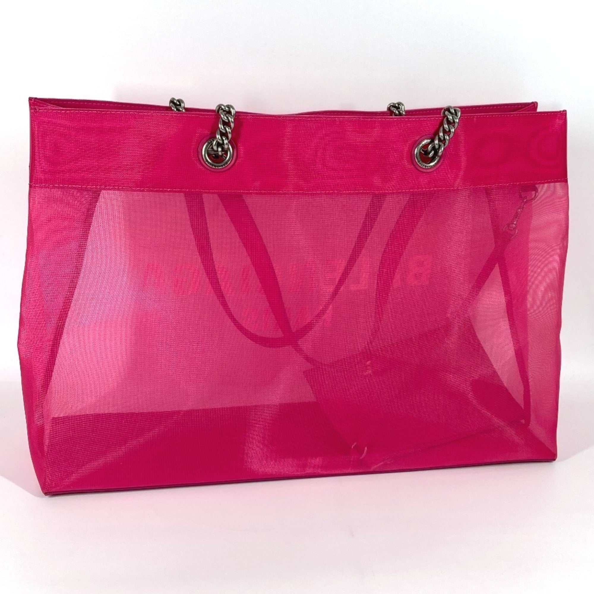 Balenciaga Pink White Polyester Leather Shoulder Bag Tote Bag (Pre-Owned)