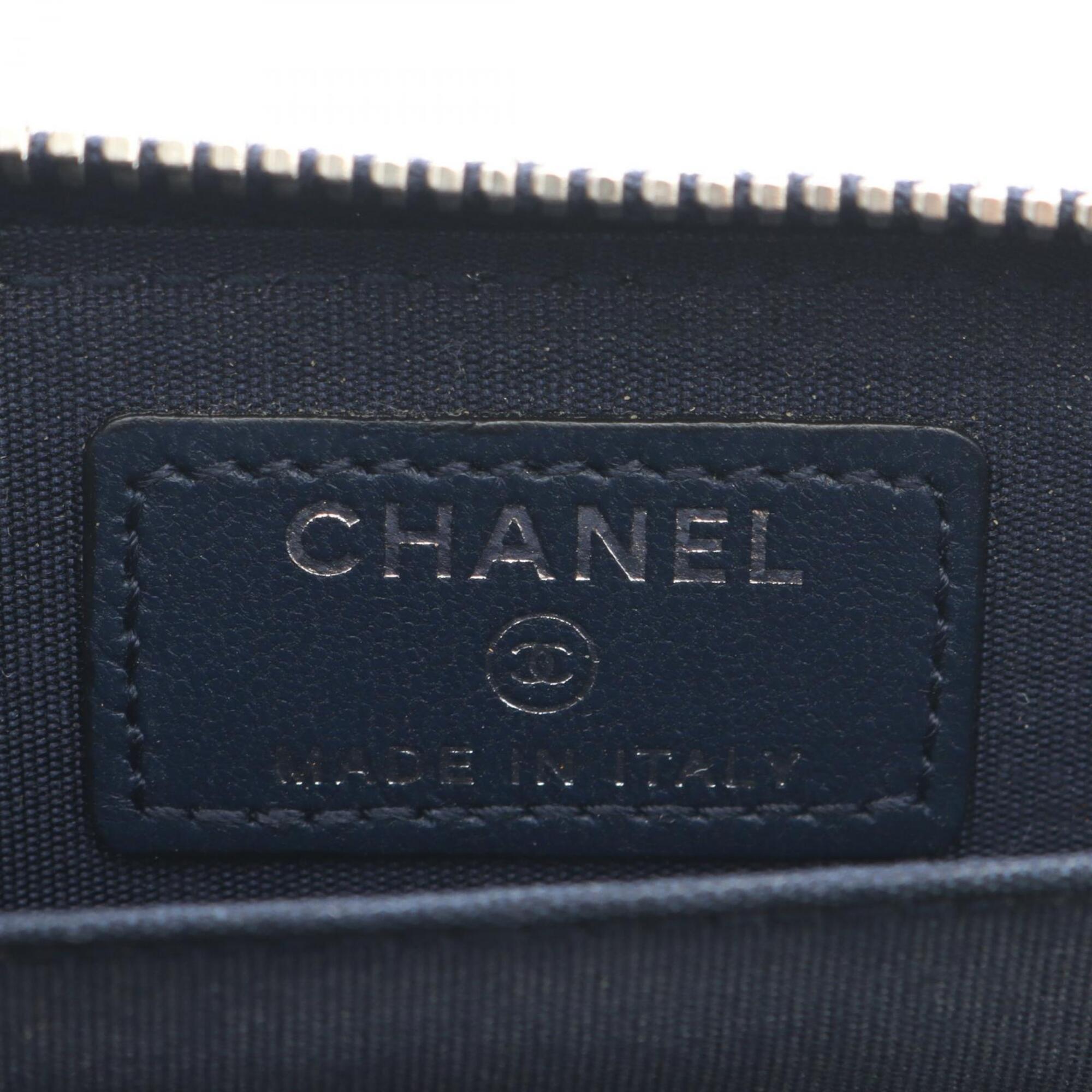 Chanel Navy Leather Coin Purse/Coin Case (Pre-Owned)