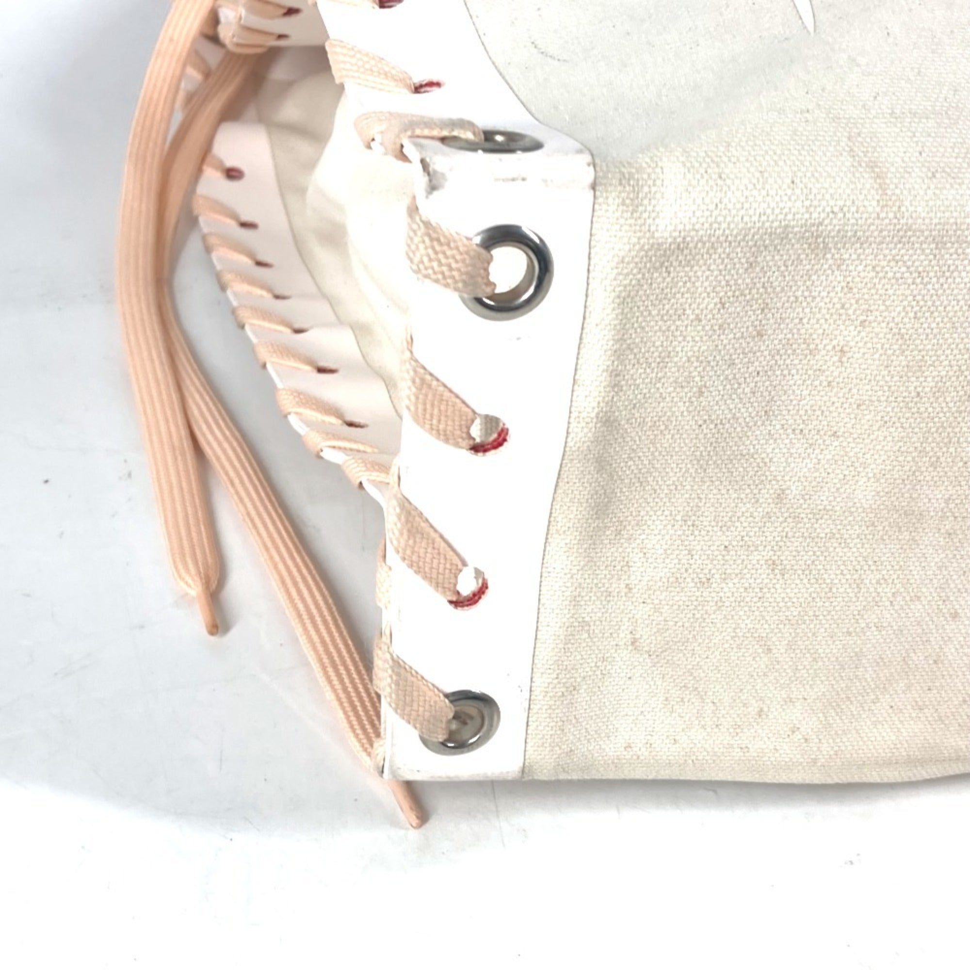 Christian Louboutin Pink White Canvas Leather Shoulder Bag Tote Bag (Pre-Owned)