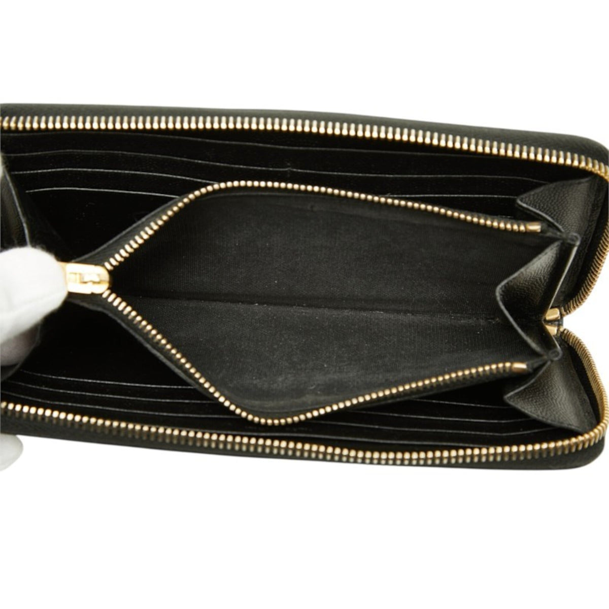 Saint Laurent Black Leather Long Wallet (Bi-Fold) (Pre-Owned)