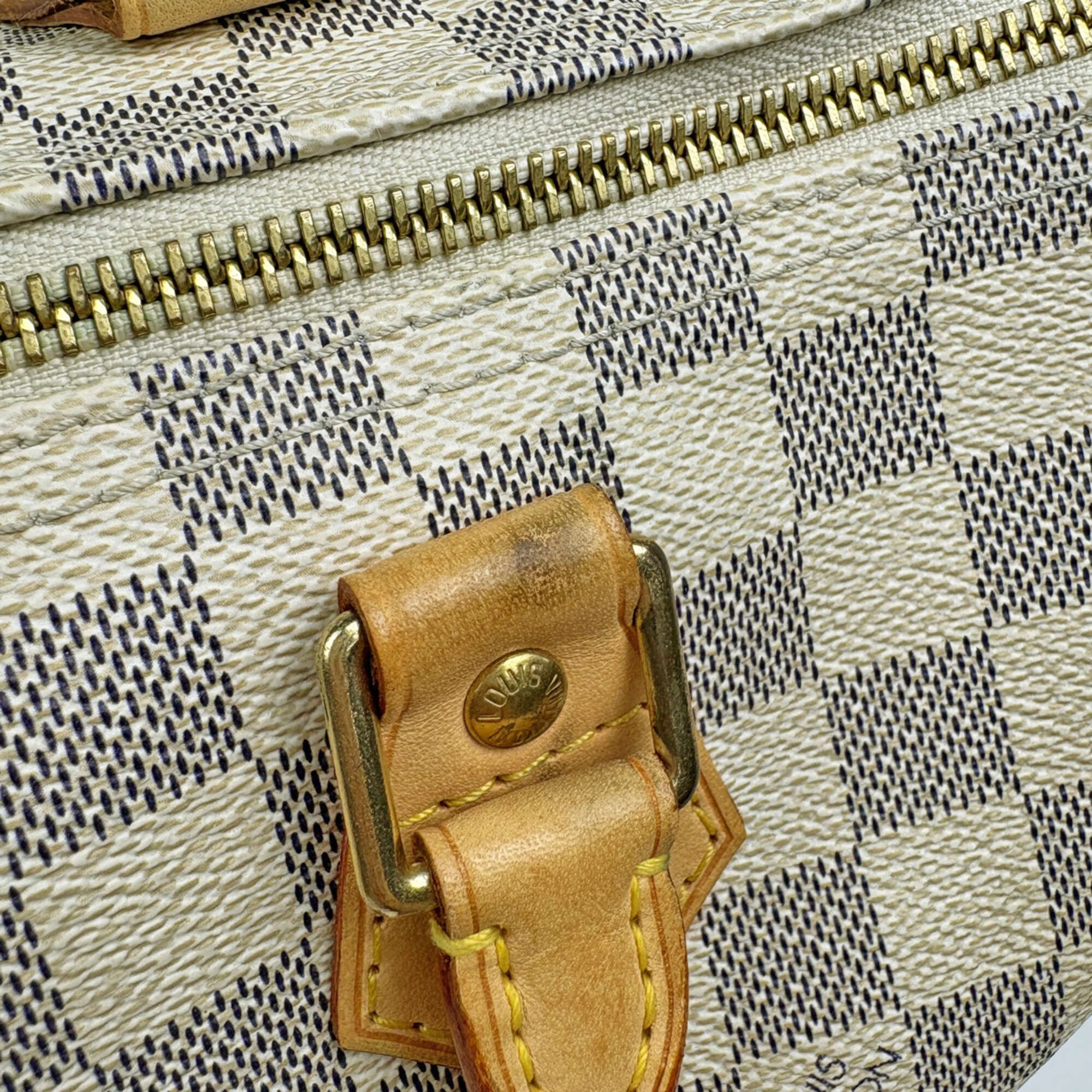Louis Vuitton White Damier Azur Boston Bag Handbag (Pre-Owned)