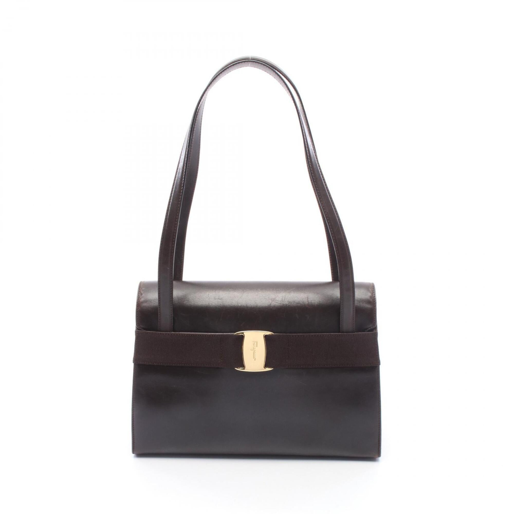 Salvatore Ferragamo Brown Leather Handbag Shoulder Bag (Pre-Owned)