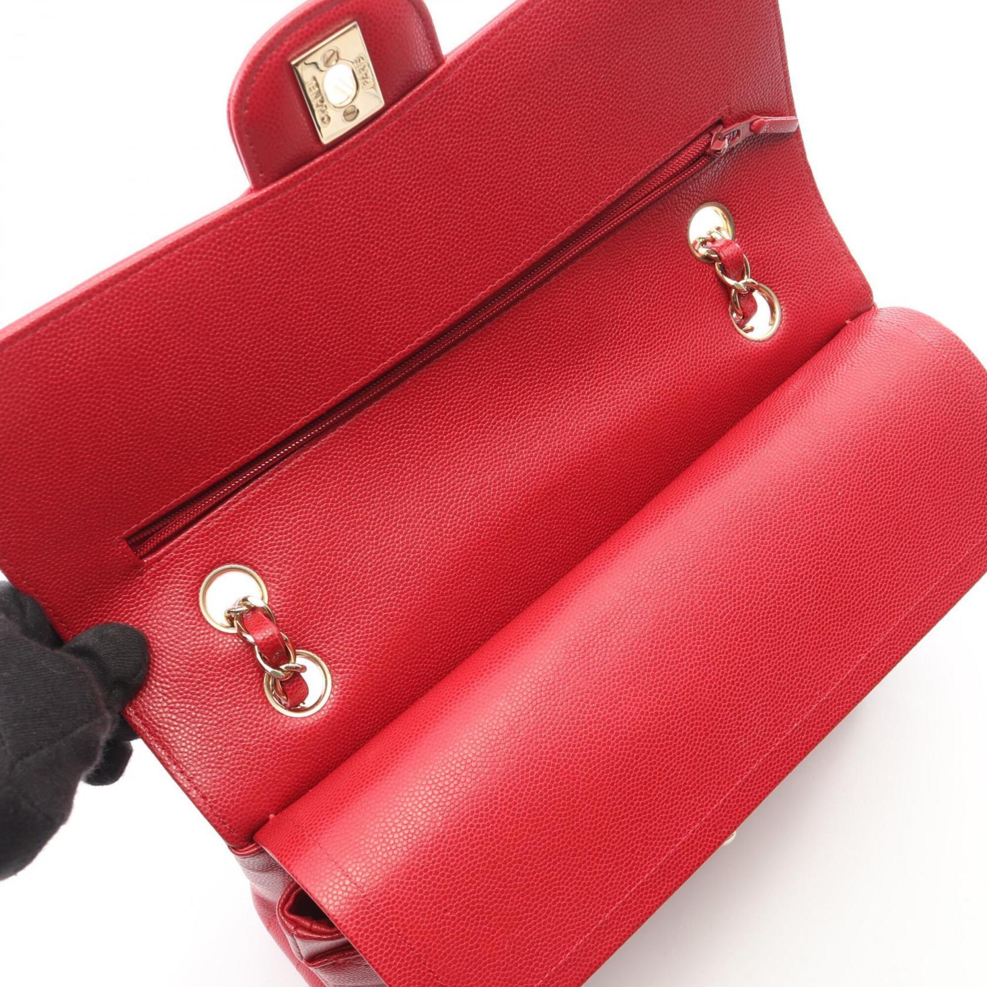 Chanel Red Color Grained Calfskin Handbag Shoulder Bag (Pre-Owned)