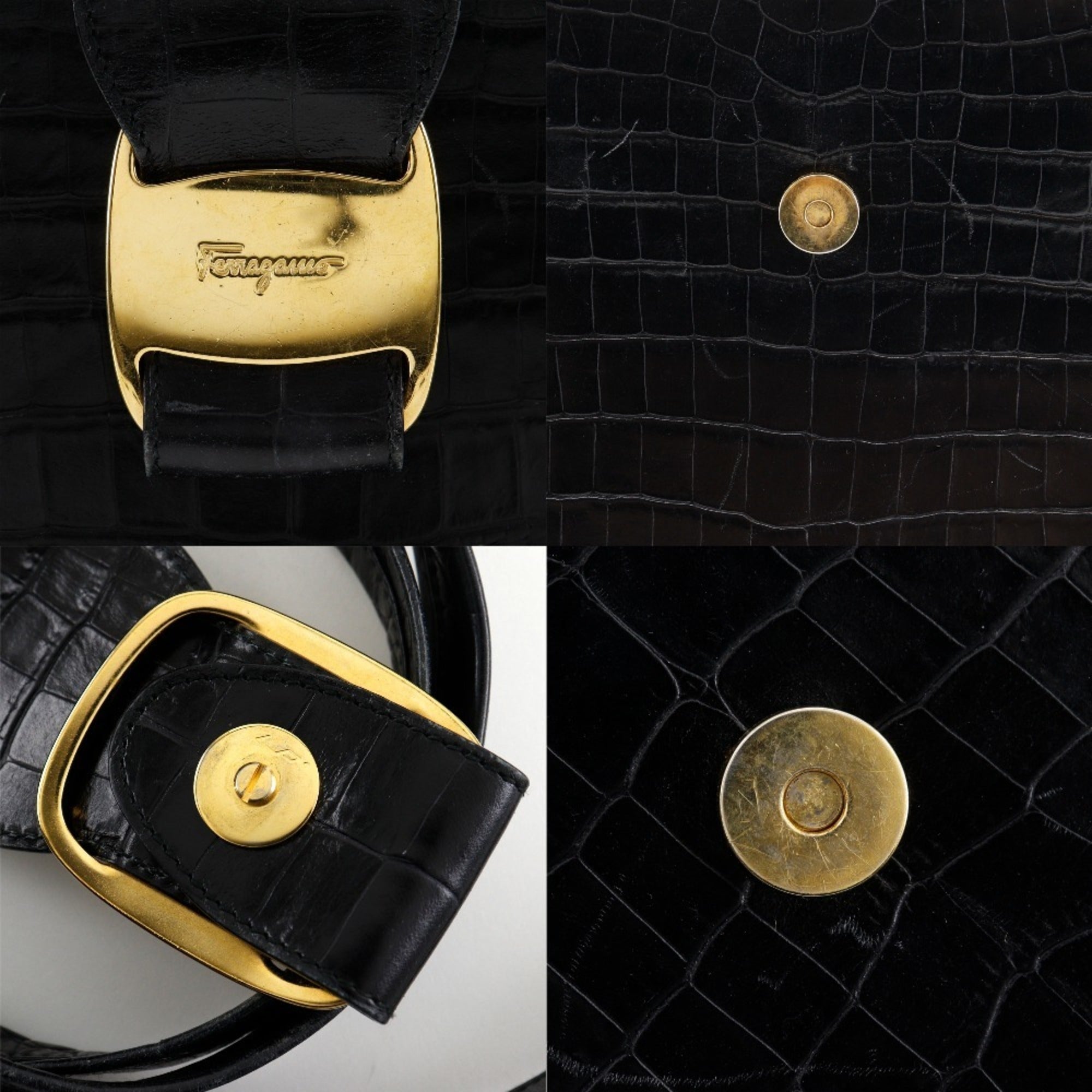 Salvatore Ferragamo Black Leather Handbag (Pre-Owned)
