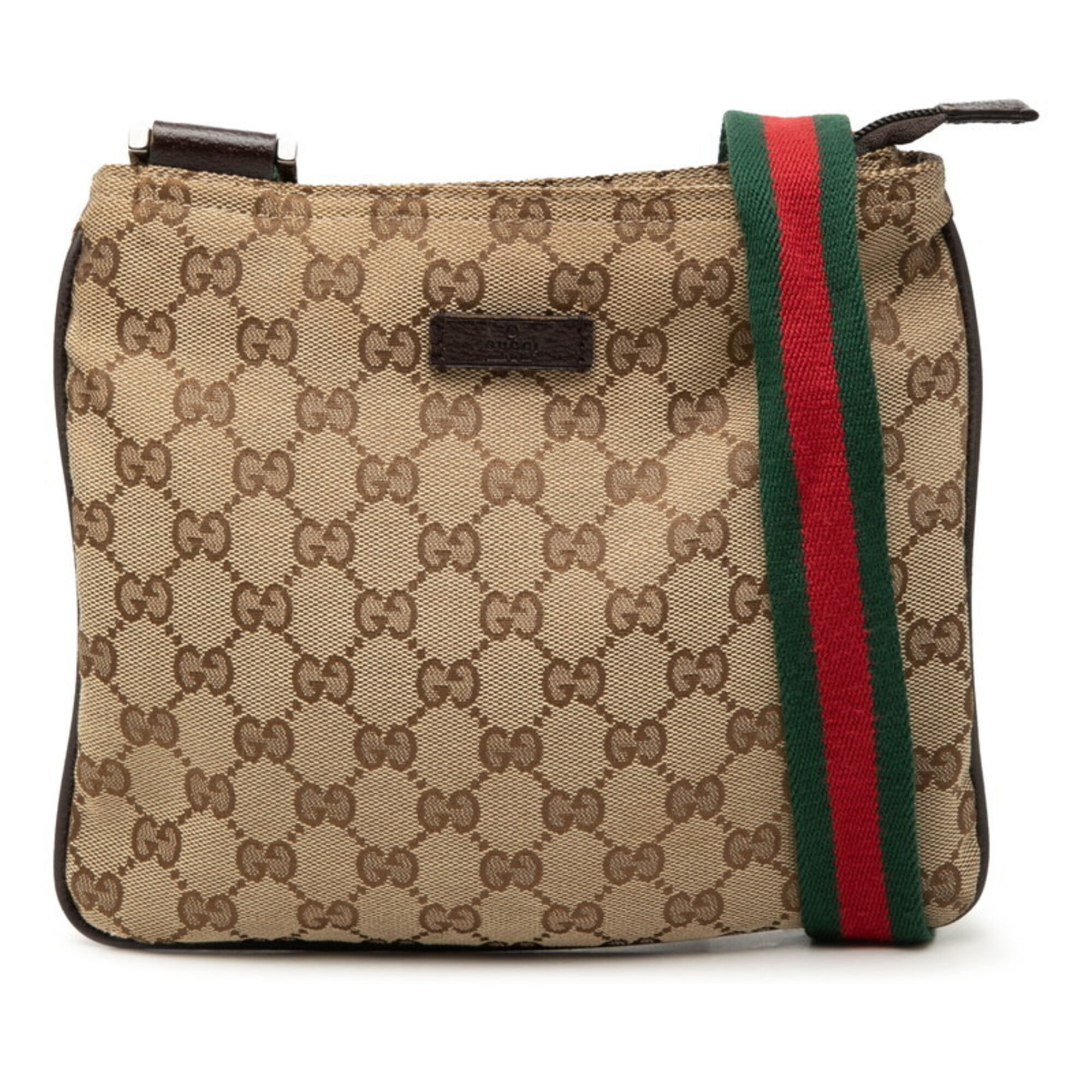 Gucci Beige Multi-Color Canvas Leather Shoulder Bag (Pre-Owned)