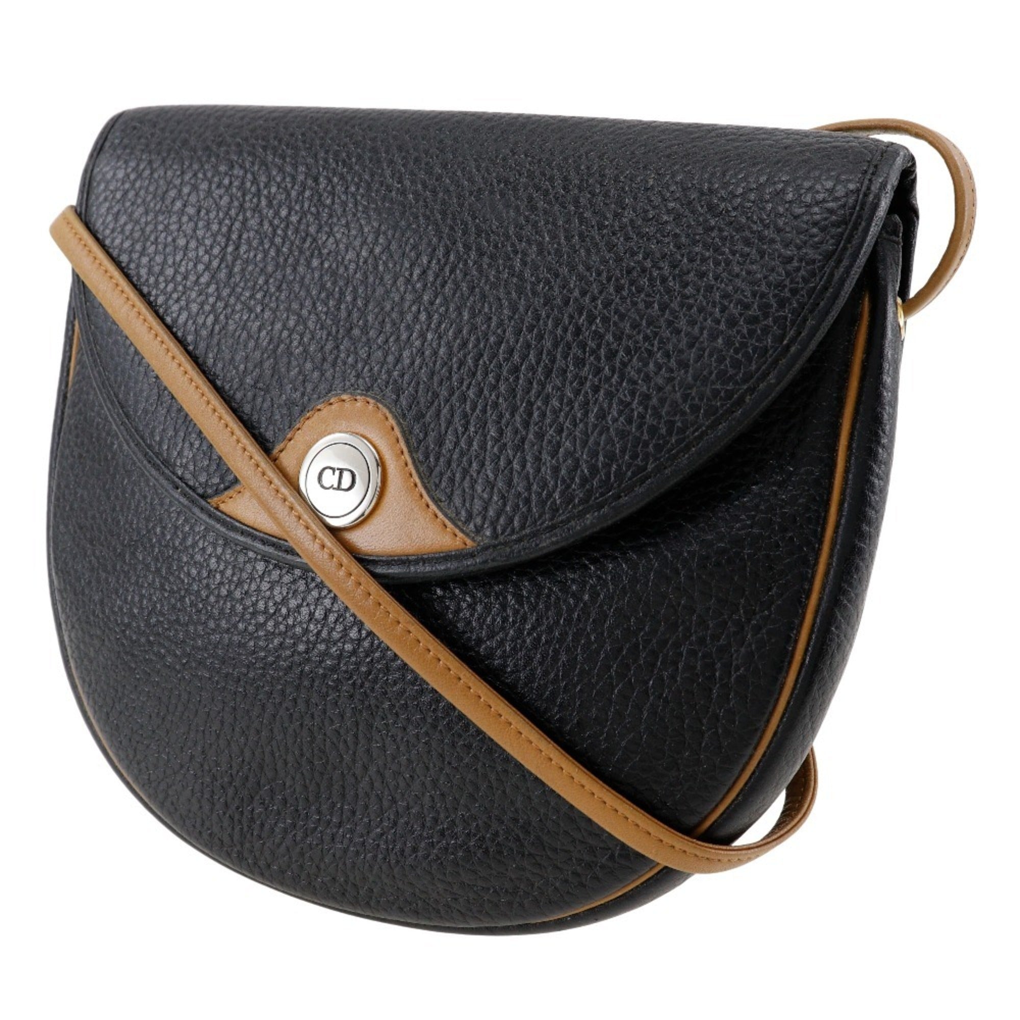 Christian Dior Black Leather Pochette Shoulder Bag (Pre-Owned)