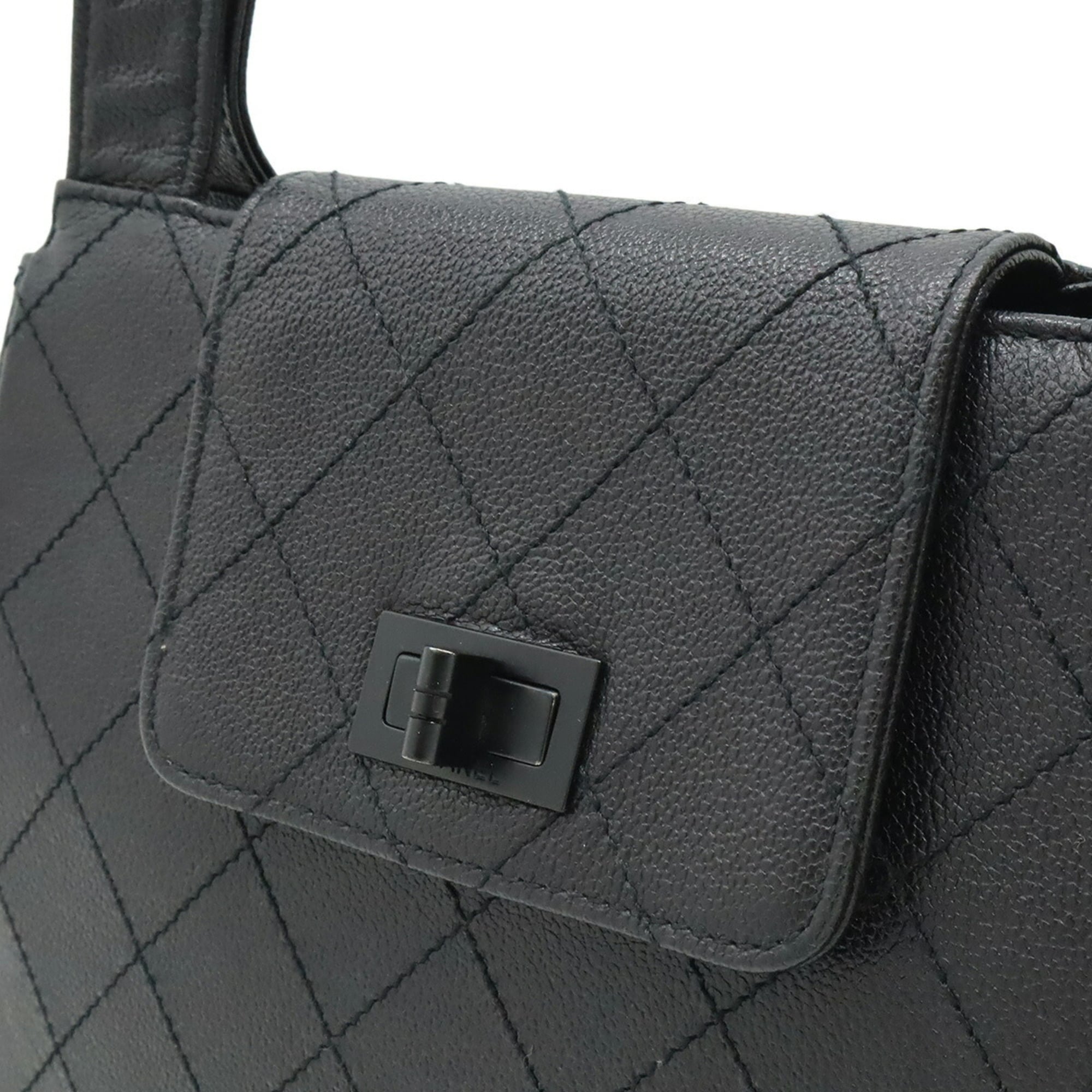 Chanel Black Leather Shoulder Bag Tote Bag (Pre-Owned)