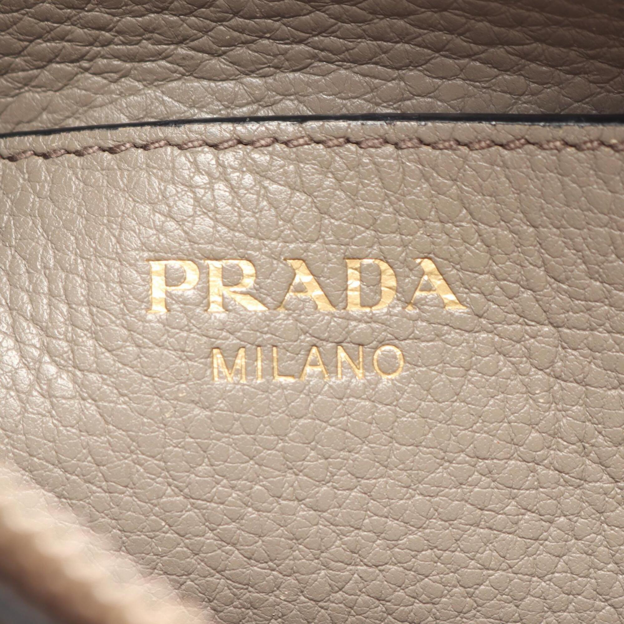 Prada Beige Leather Handbag Shoulder Bag (Pre-Owned)