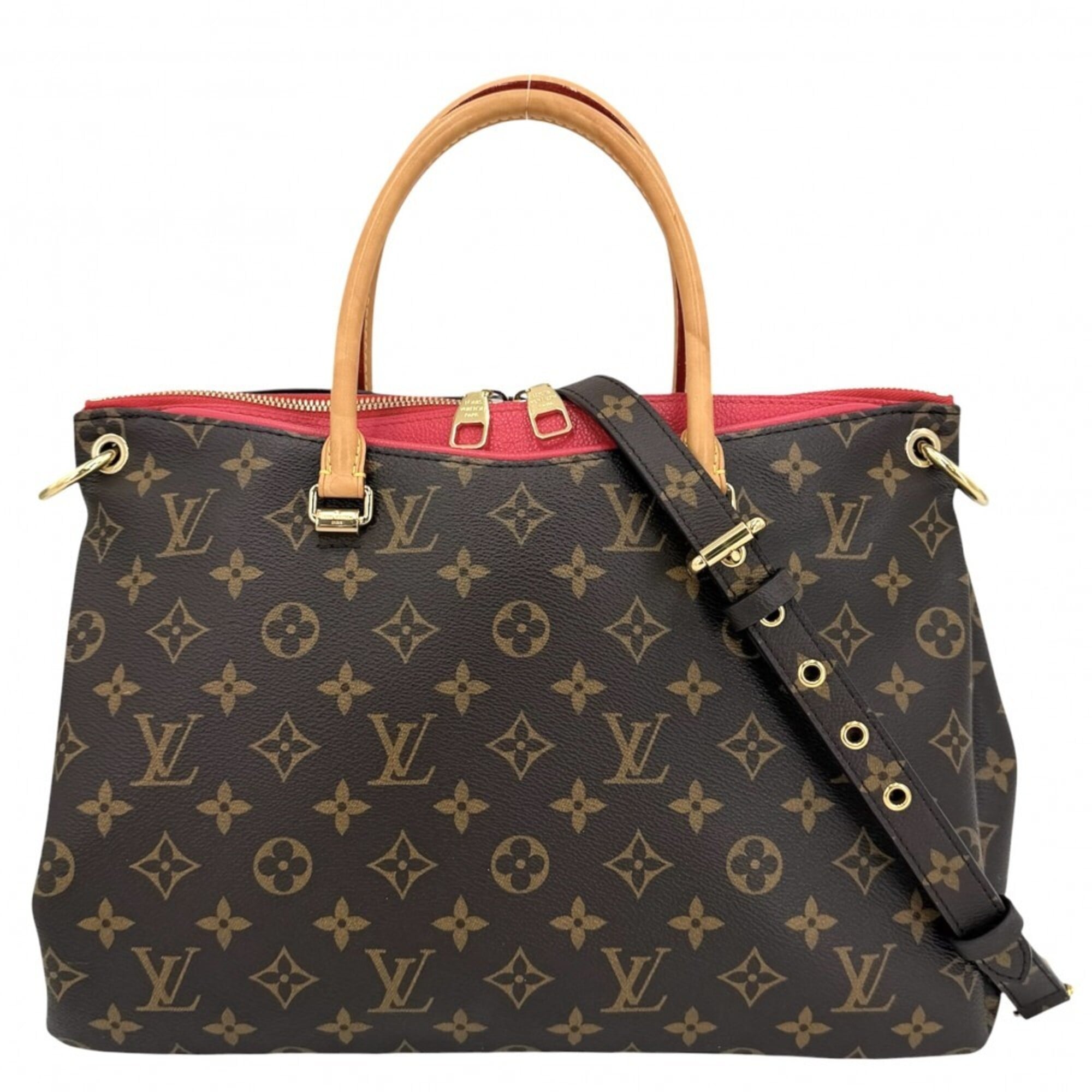 Louis Vuitton Brown Red Color Monogram Handbag Shoulder Bag (Pre-Owned)