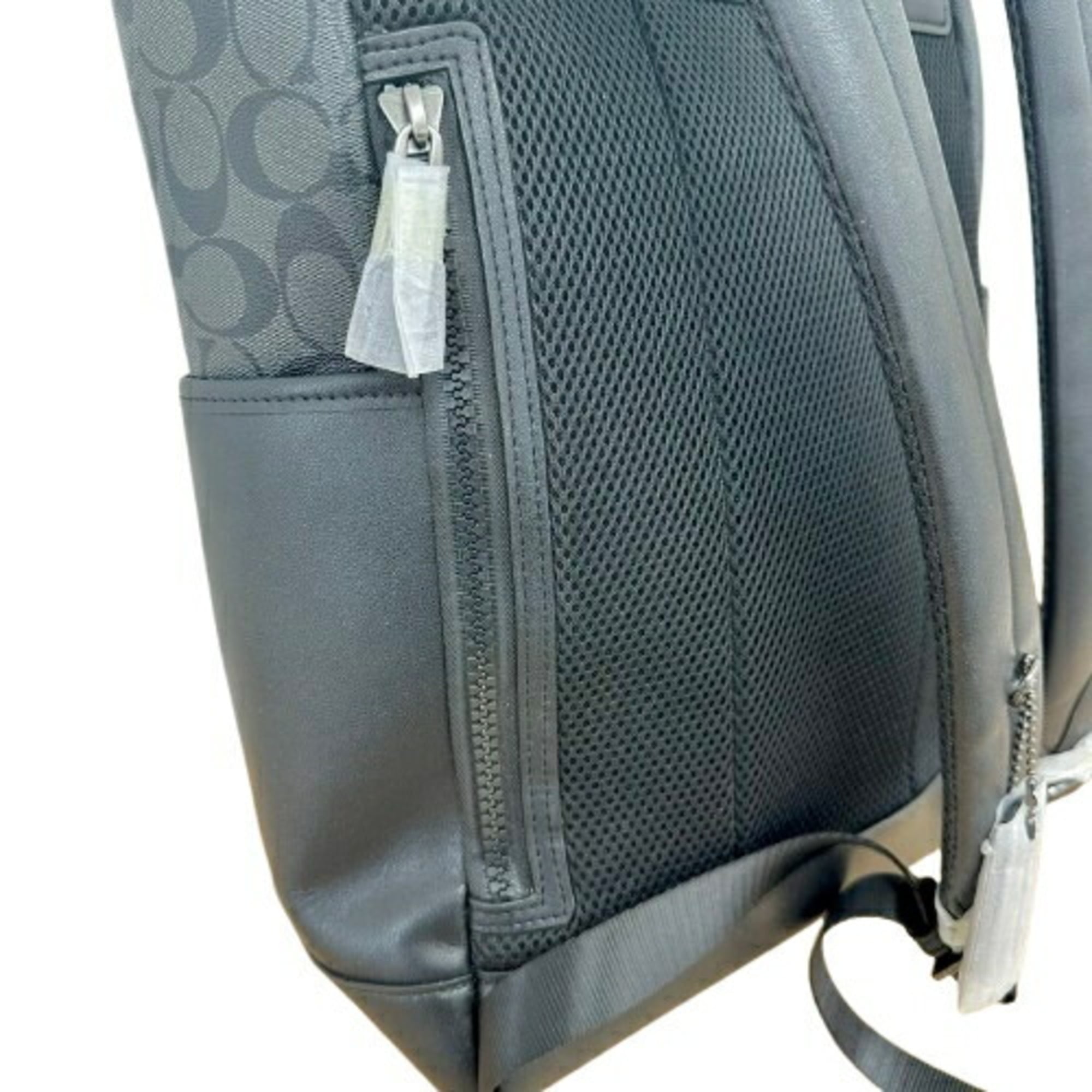 Coach Signature Black Leather Canvas Backpack (Pre-Owned)