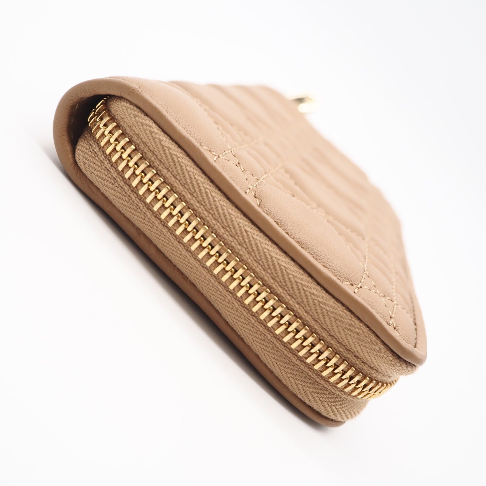 Christian Dior Lady Dior Beige Bow Coin Purse/Coin Case (Pre-Owned)