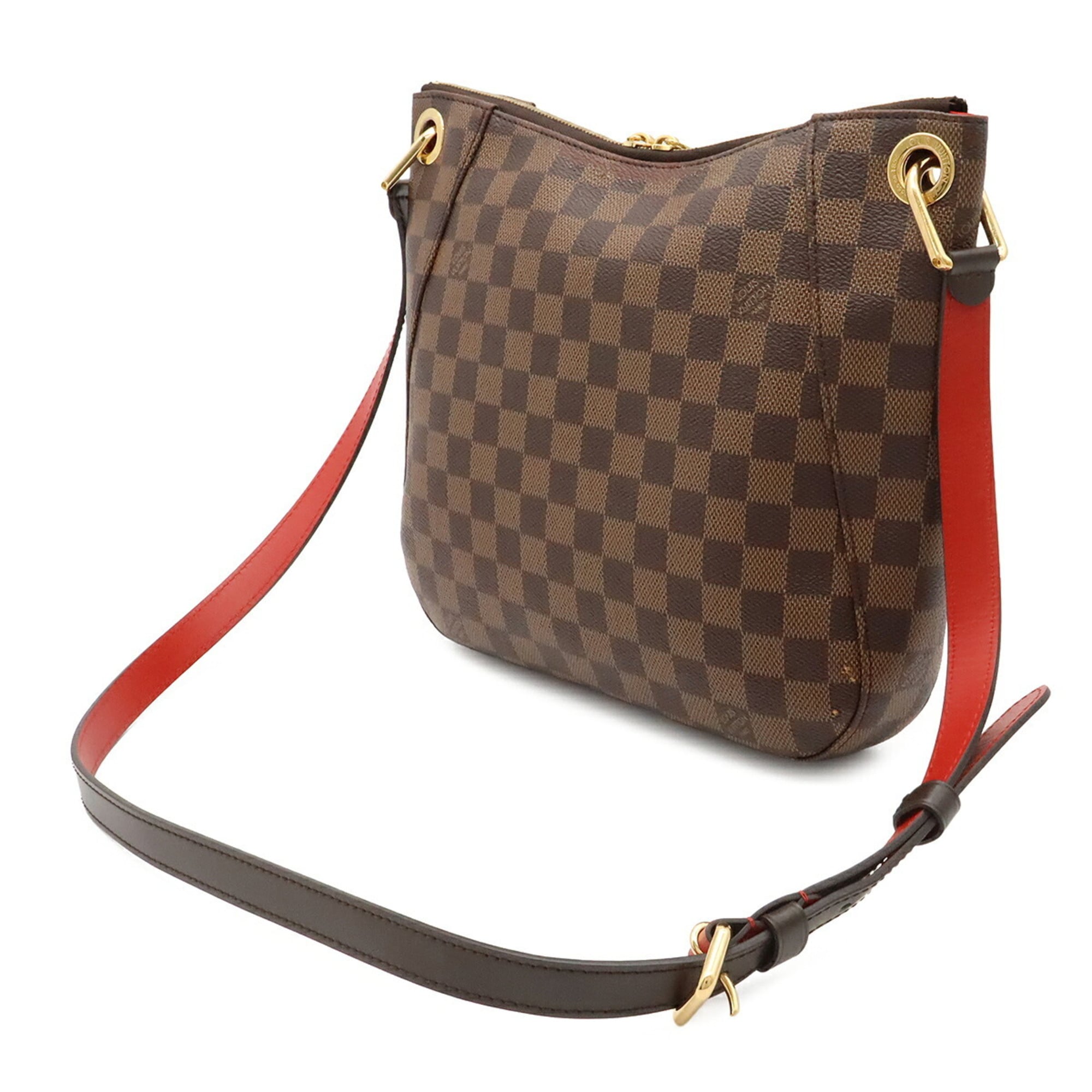 Louis Vuitton Brown Damier Canvas Red Color Pvc Damier Canvas Shoulder Bag (Pre-Owned)