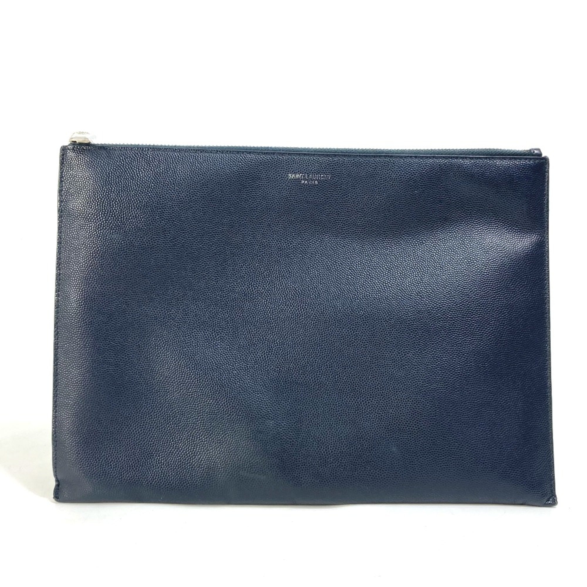 Saint Laurent Navy Leather Clutch Bag (Pre-Owned)