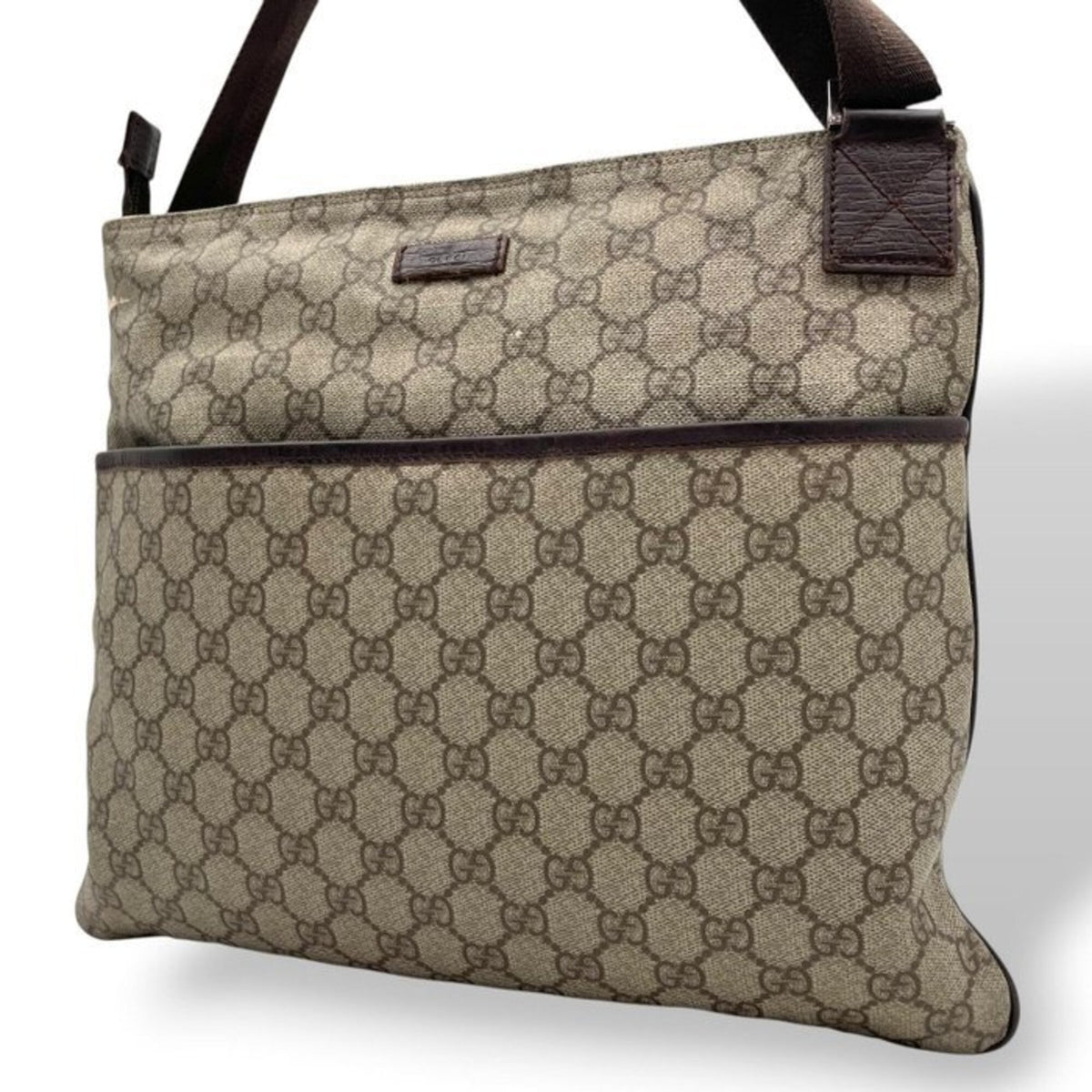 Gucci Beige Brown Gg Supreme Messenger Bag Shoulder Bag (Pre-Owned)