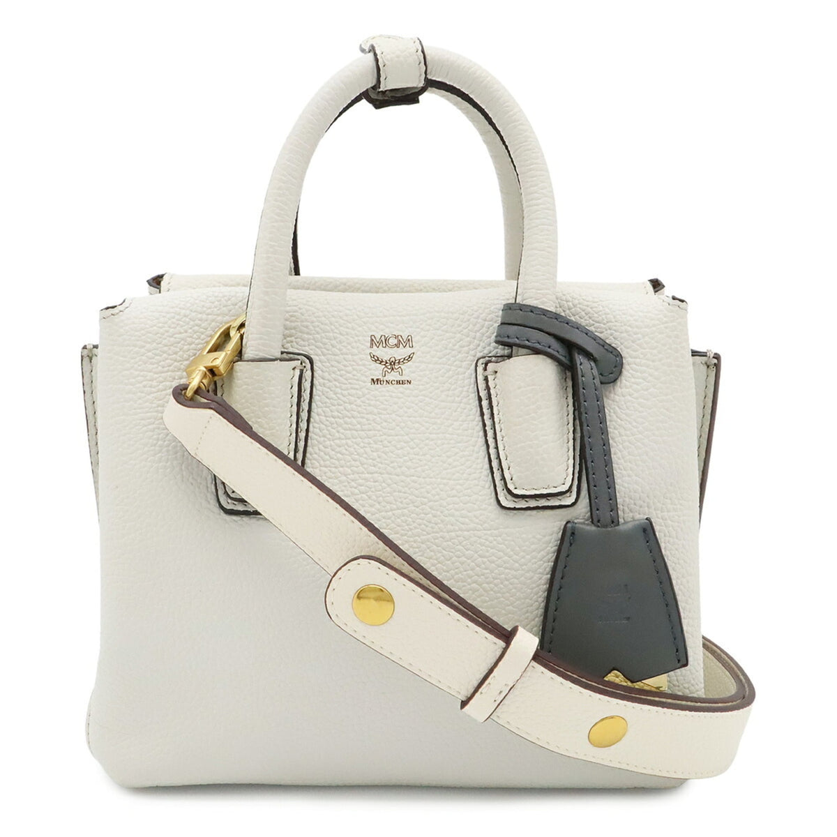 Mcm Ivory Off-White Leather Handbag Shoulder Bag (Pre-Owned)