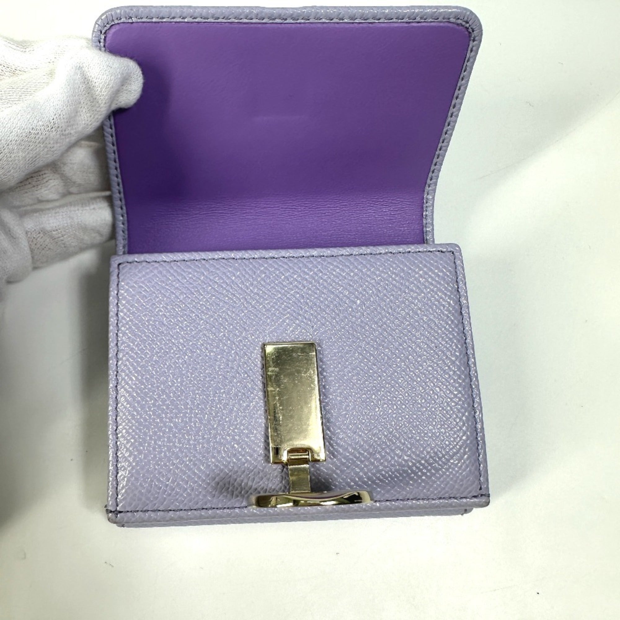 Bvlgari Purple Leather Wallet (Tri-Fold) (Pre-Owned)