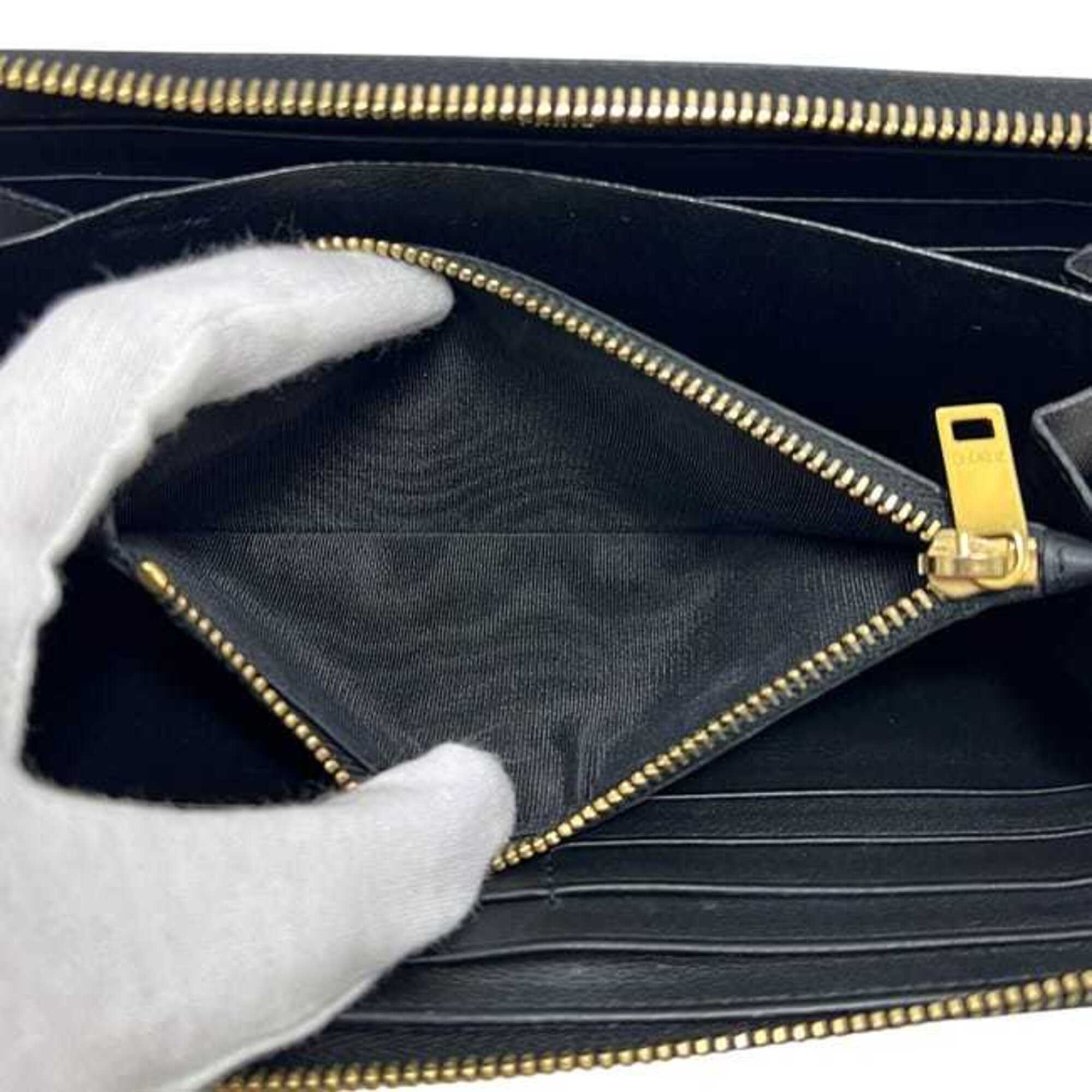 Saint Laurent Black Leather Long Wallet (Bi-Fold) (Pre-Owned)