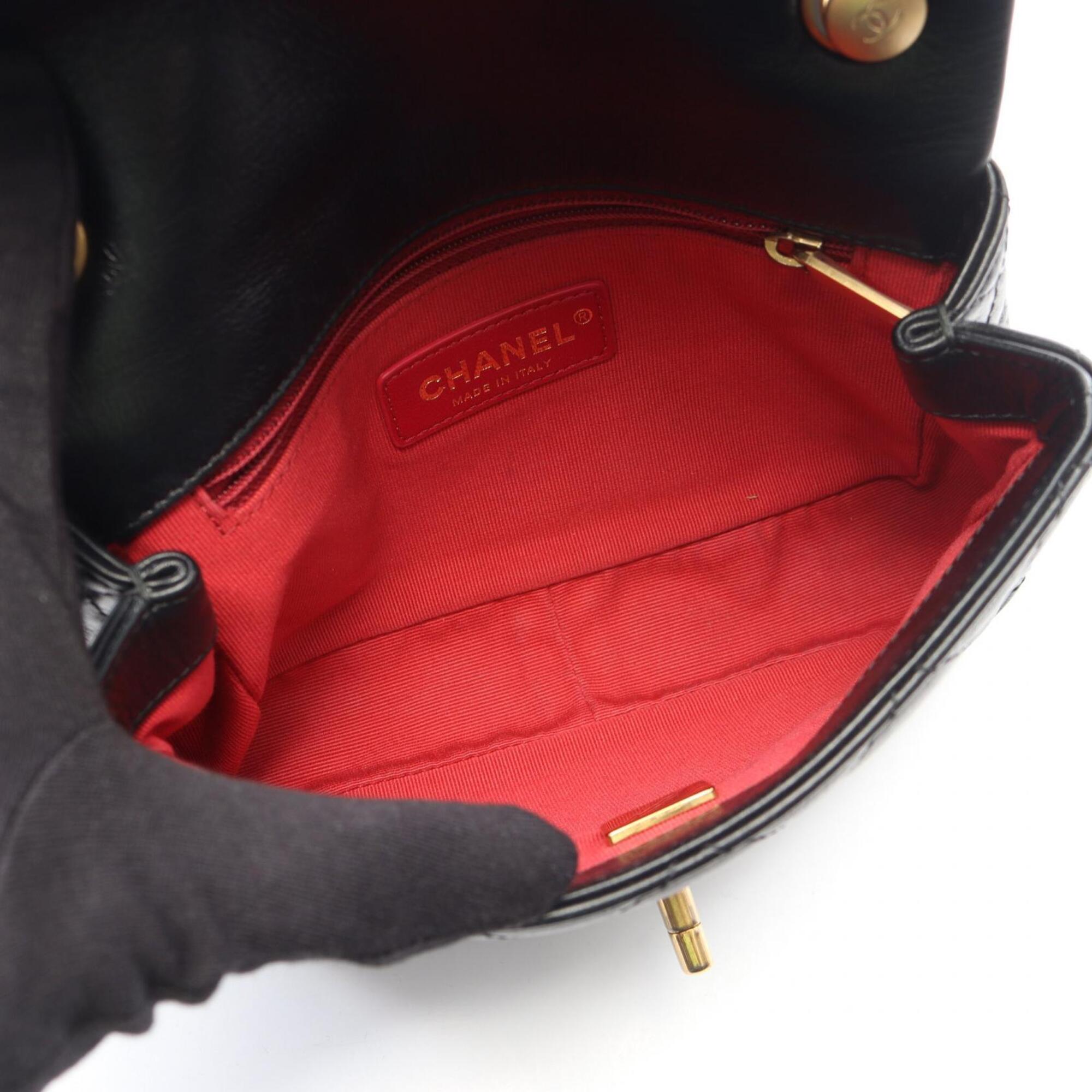 Chanel Black Leather Handbag Shoulder Bag (Pre-Owned)