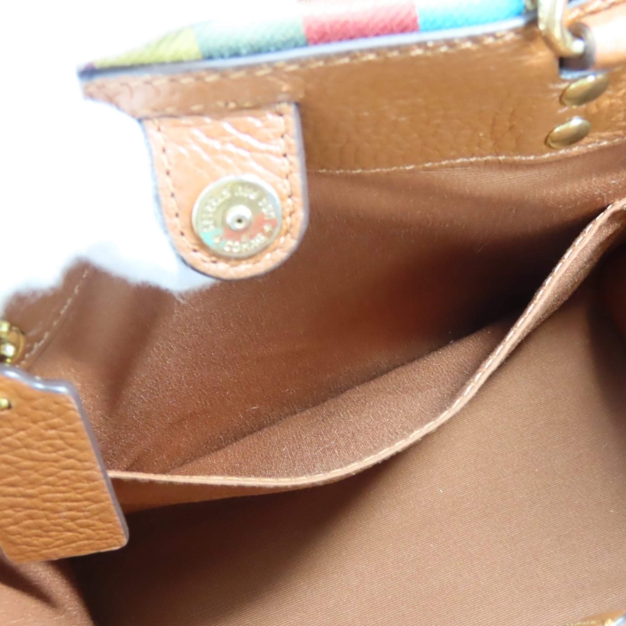 Coach Signature Brown Gray Canvas Leather Handbag (Pre-Owned)