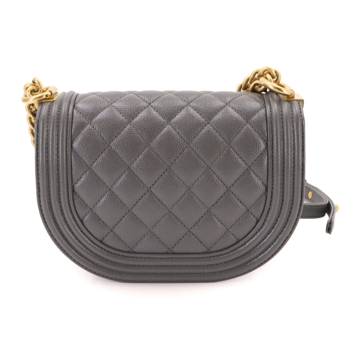 Chanel Gray Grained Calfskin Handbag Shoulder Bag (Pre-Owned)