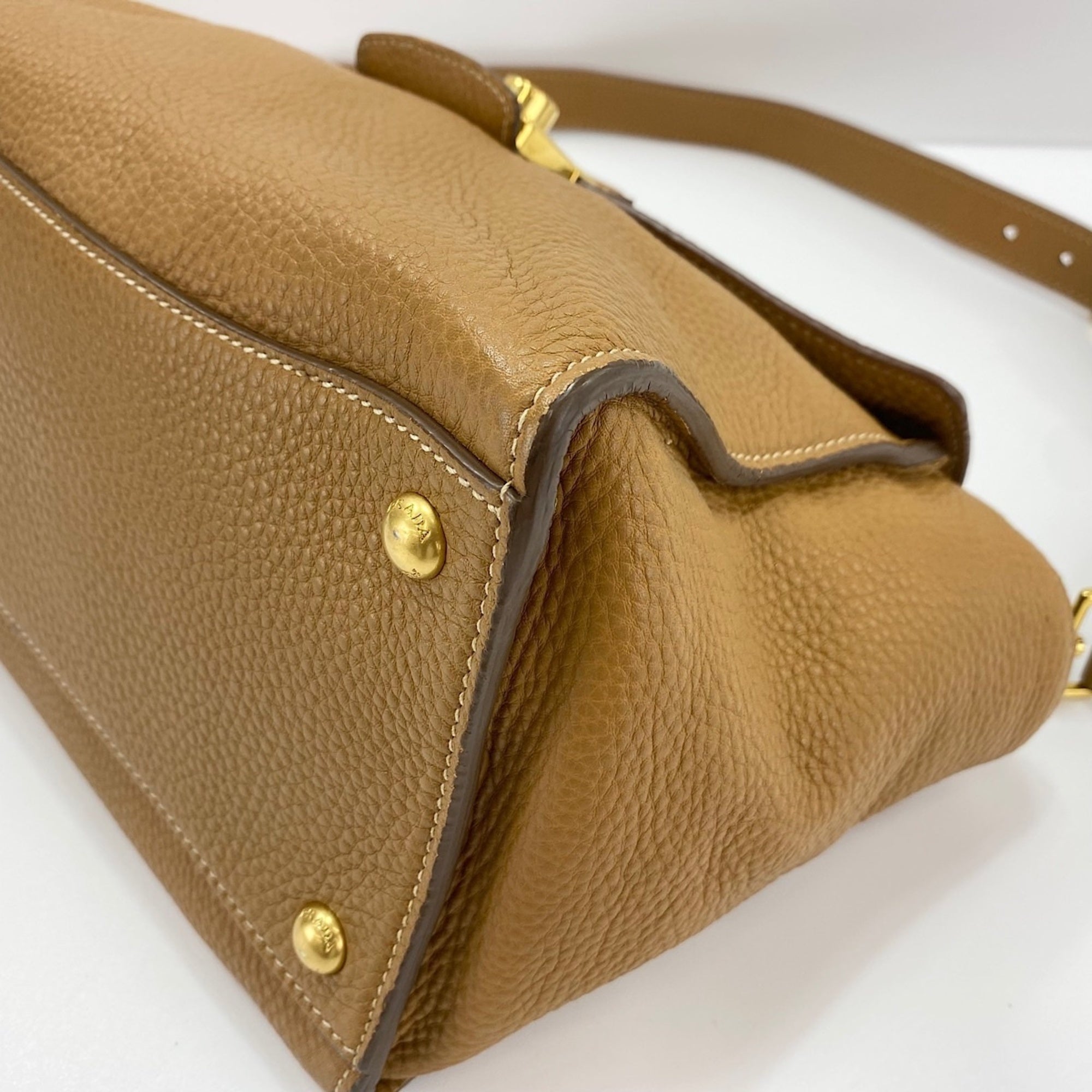 Prada Brown Leather Shoulder Bag (Pre-Owned)