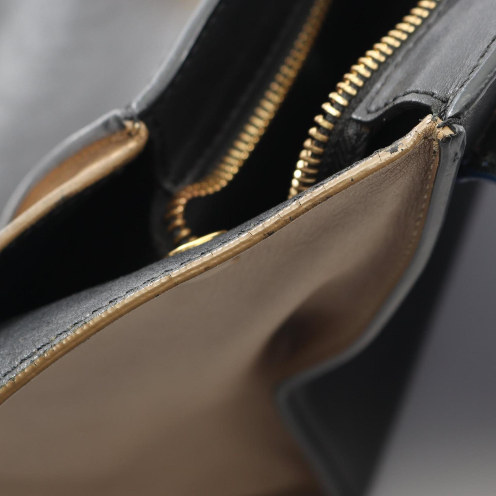 Celine Beige Black Blue Leather Handbag (Pre-Owned)