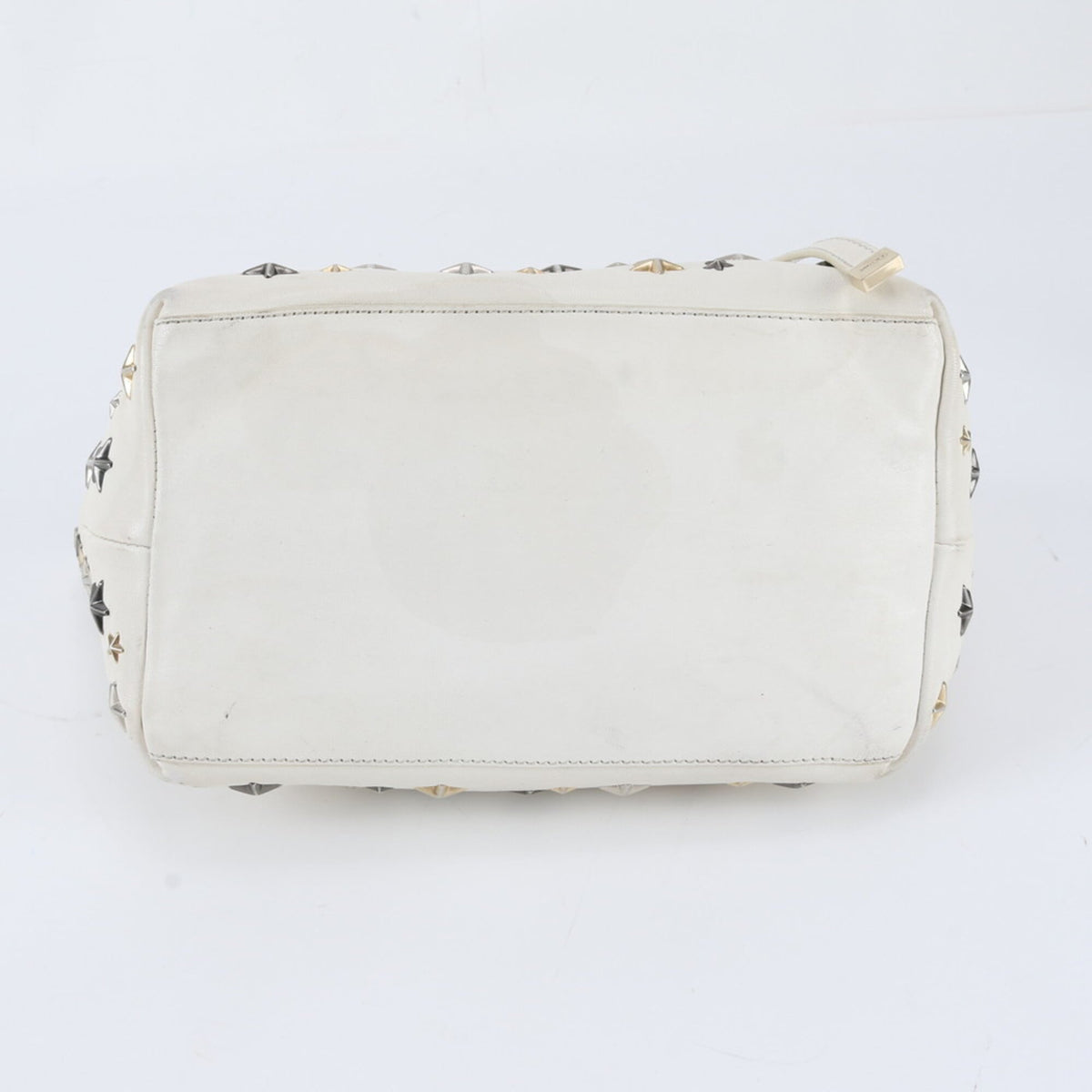 Jimmy Choo Silver White Leather Handbag Shoulder Bag Tote Bag (Pre-Owned)